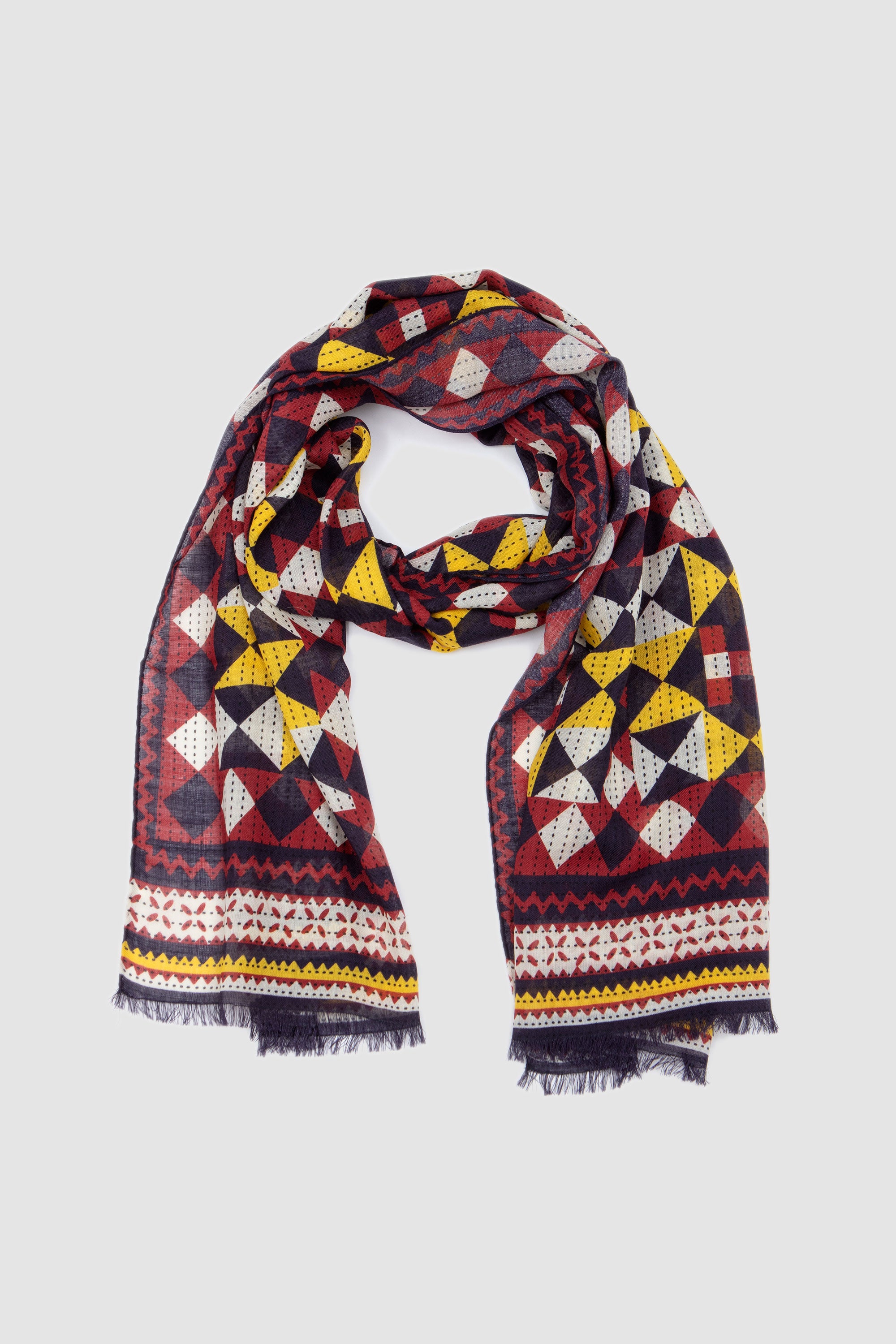 Patchwork Scarf/ Red/ Yellow_1