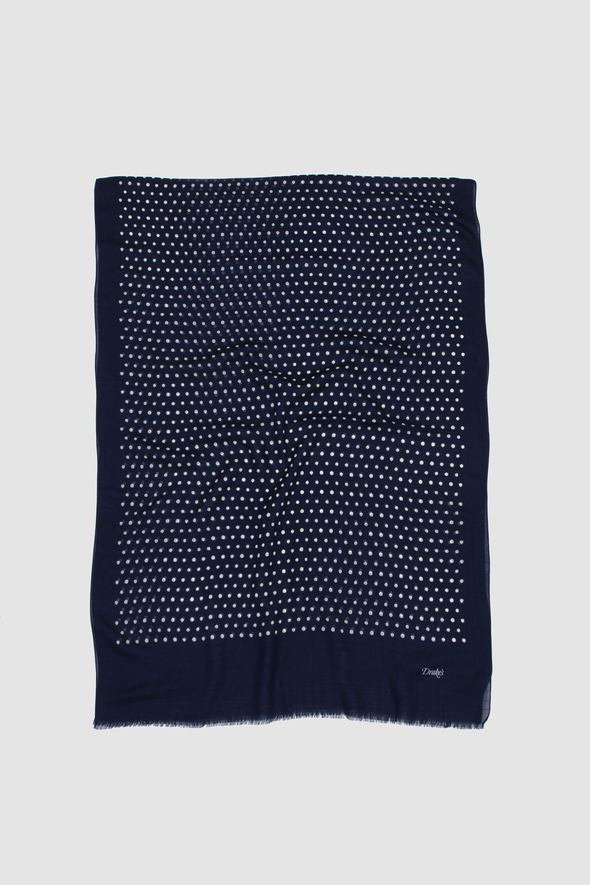 Polka Dot wool Scarf Navy_1