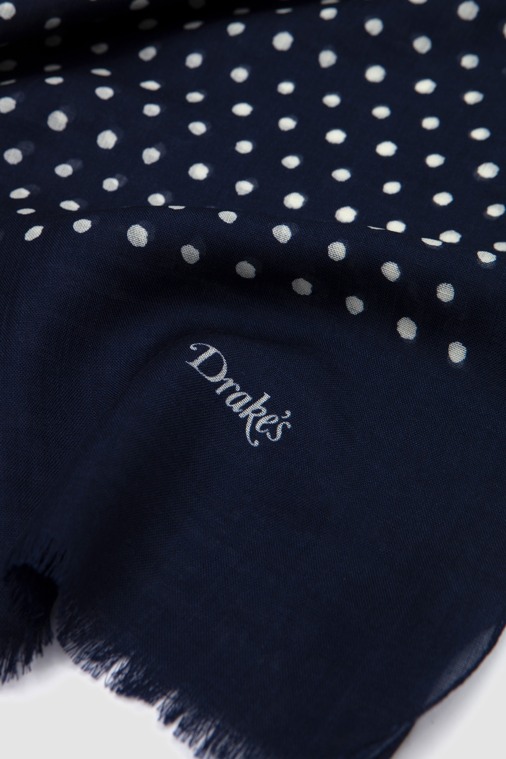 Polka Dot wool Scarf Navy