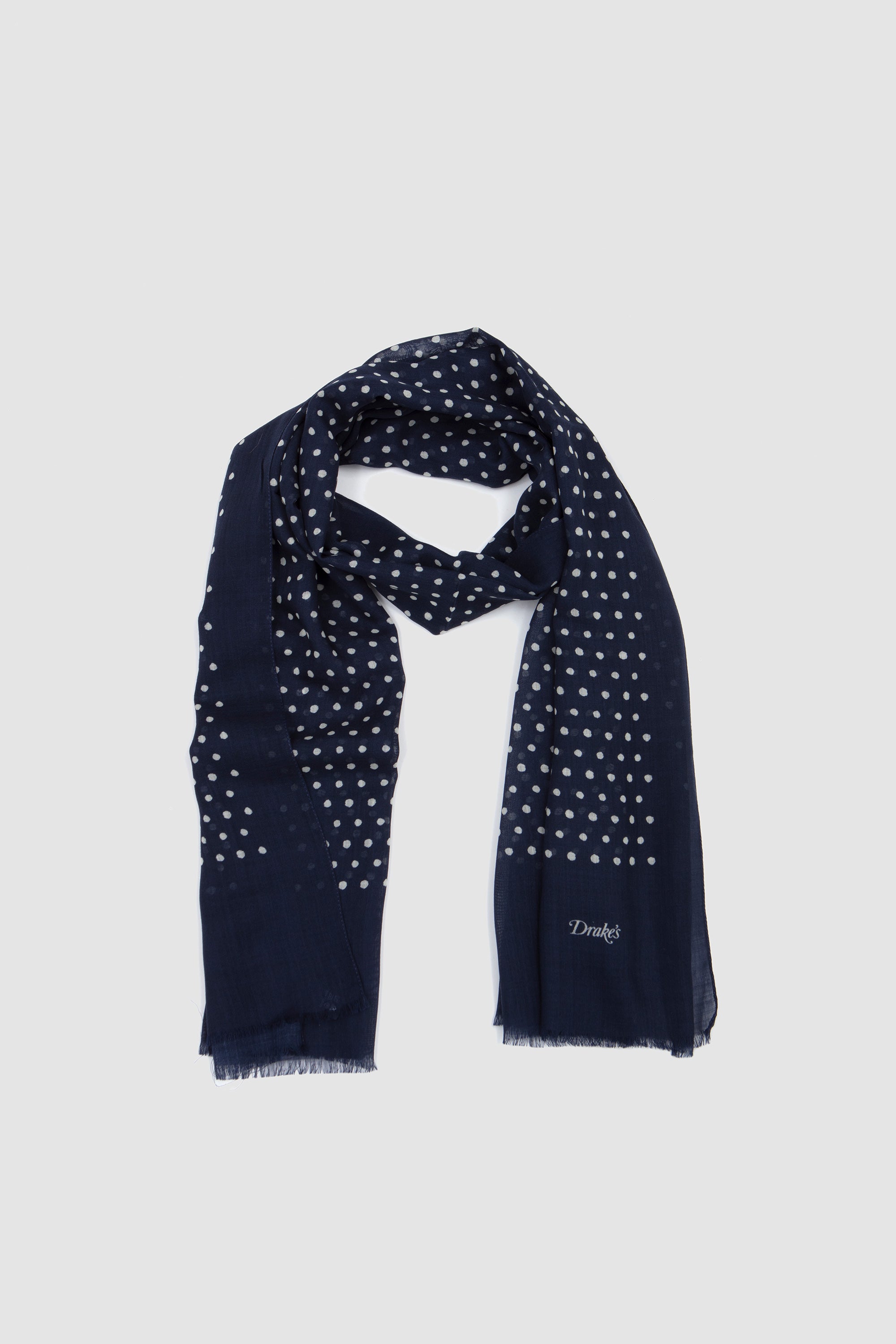 Polka Dot wool Scarf Navy