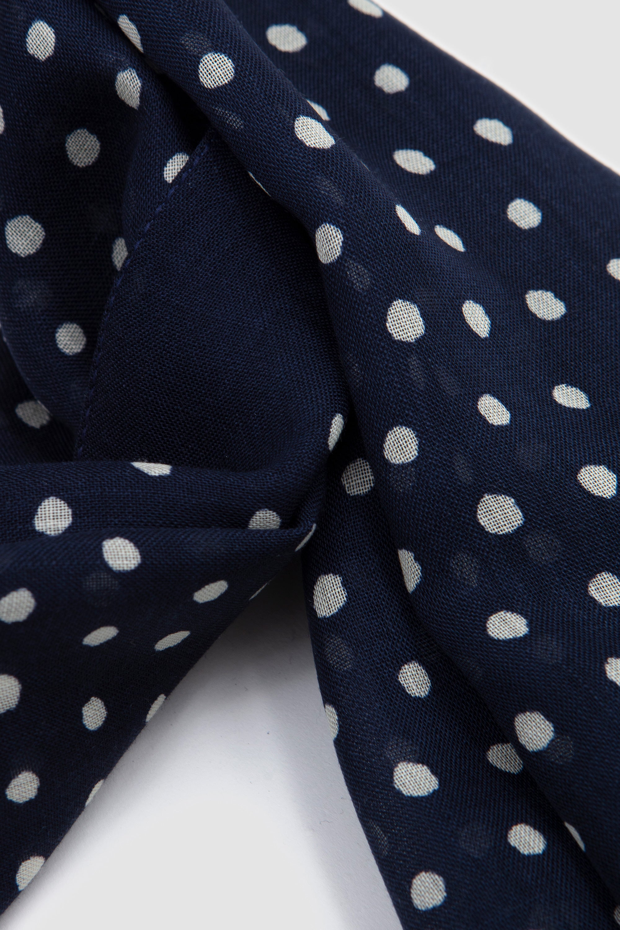 Polka Dot wool Scarf Navy_4