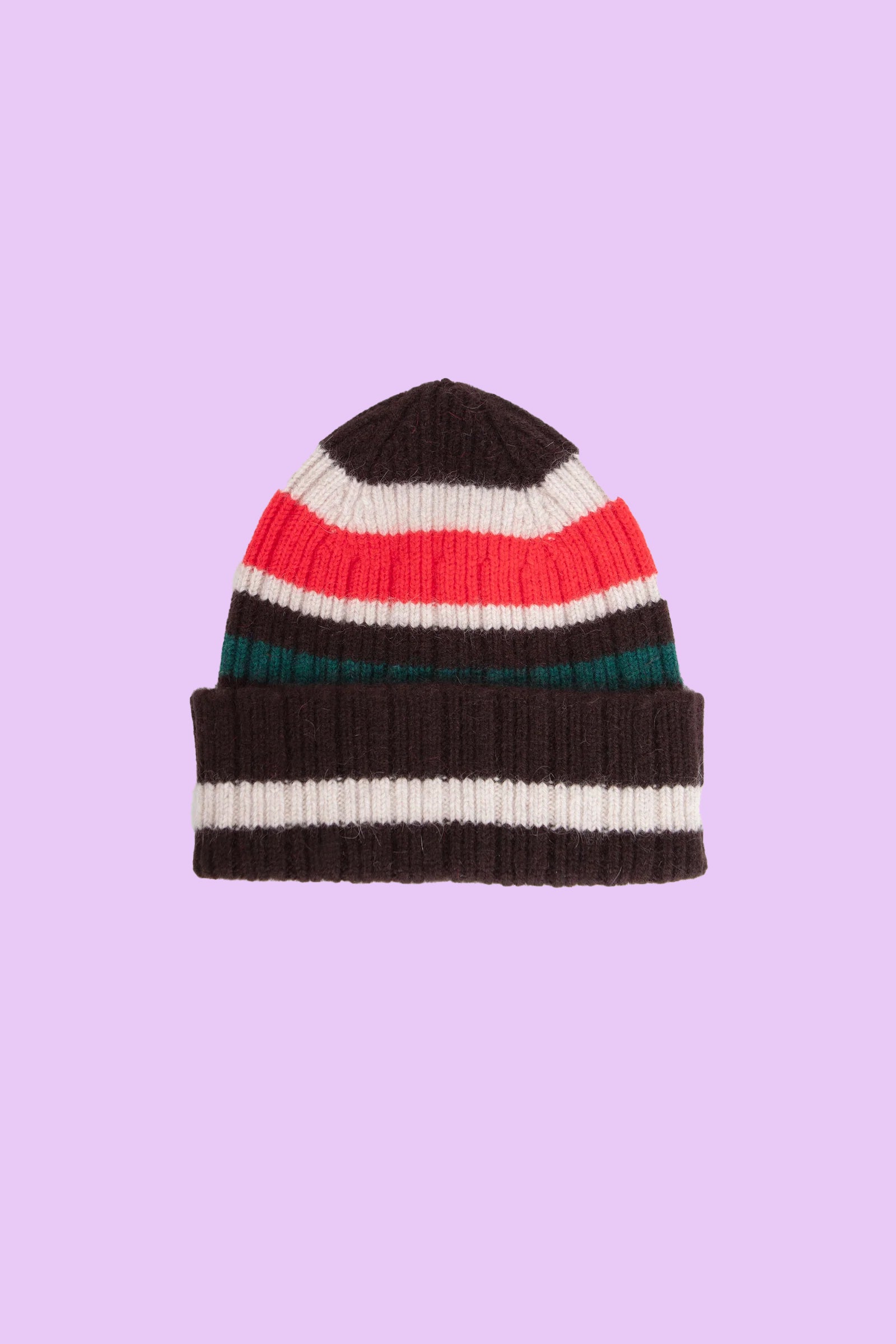 Striped Geelongora Beanie Brown/ Ecru/ Red
