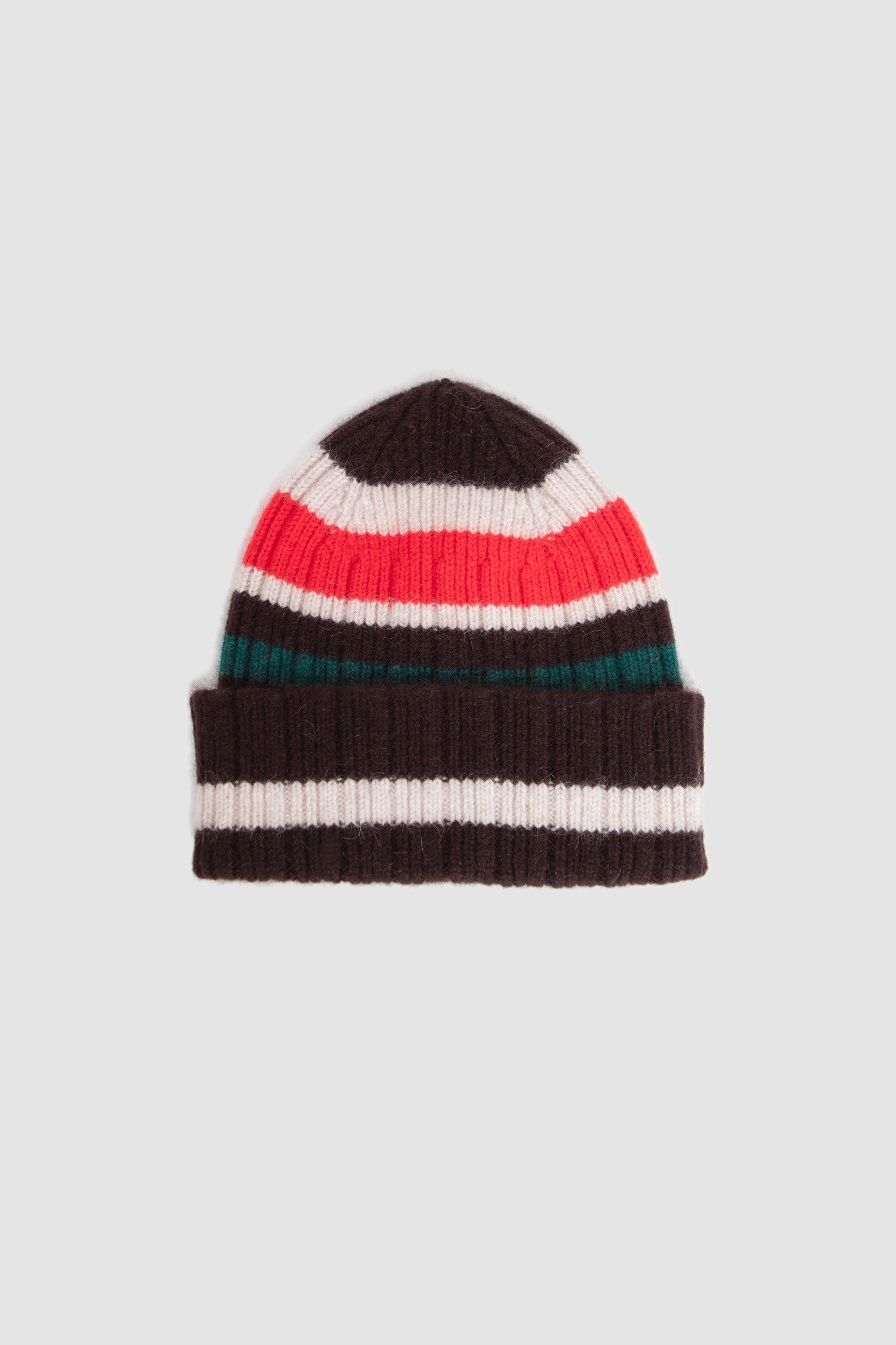 Striped Geelongora Beanie Brown/ Ecru/ Red_1