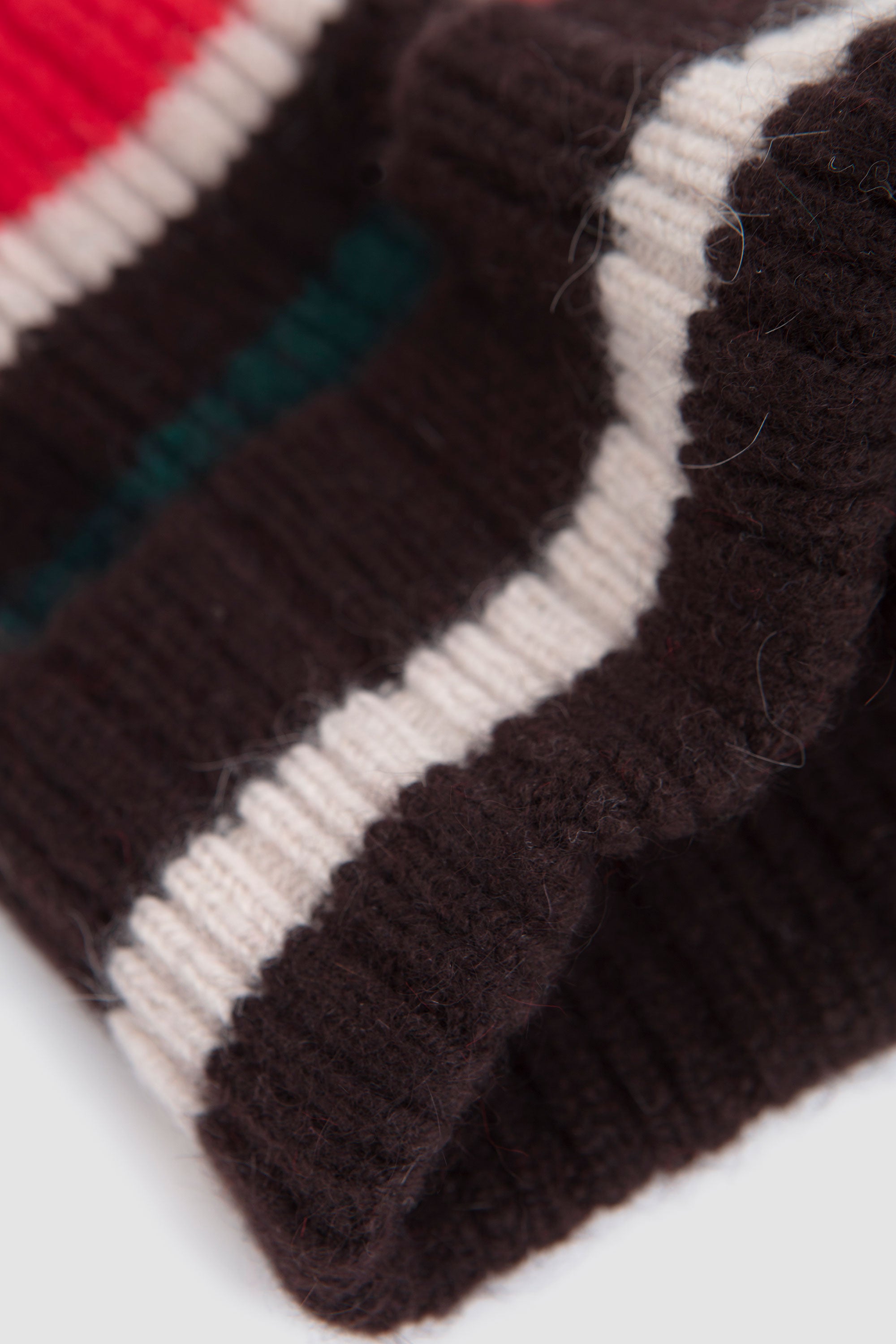 Striped Geelongora Beanie Brown/ Ecru/ Red
