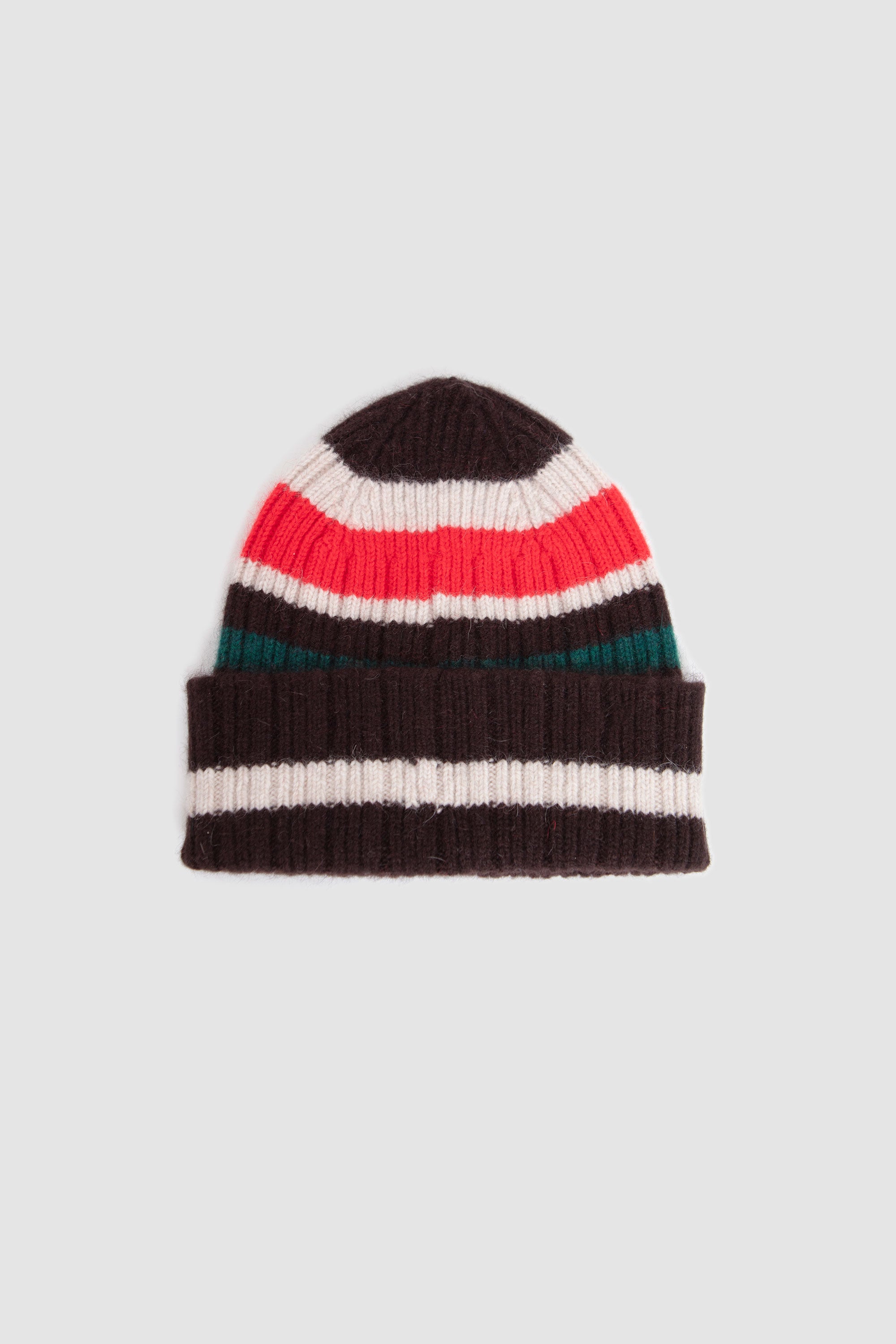 Striped Geelongora Beanie Brown/ Ecru/ Red_4