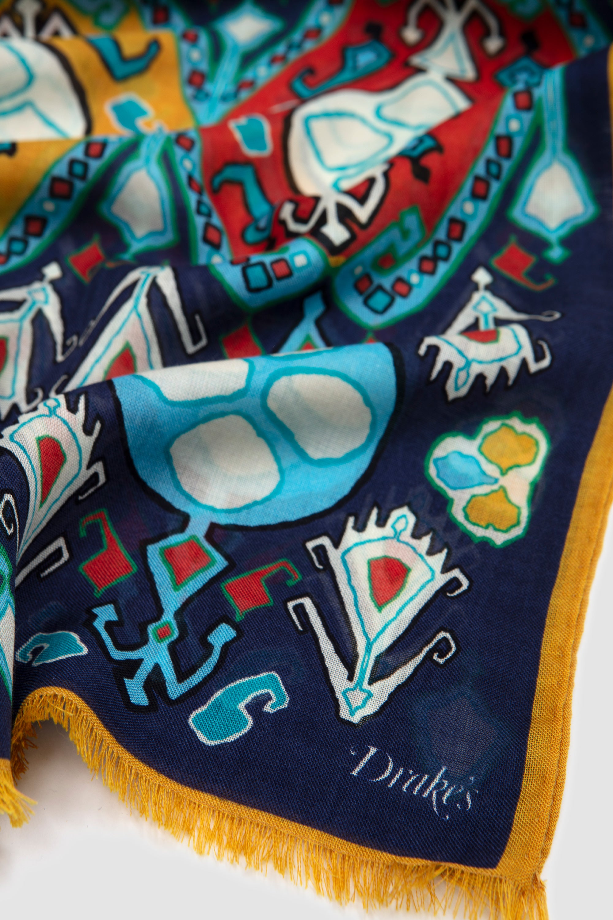 Tapestry Print Scarf Navy