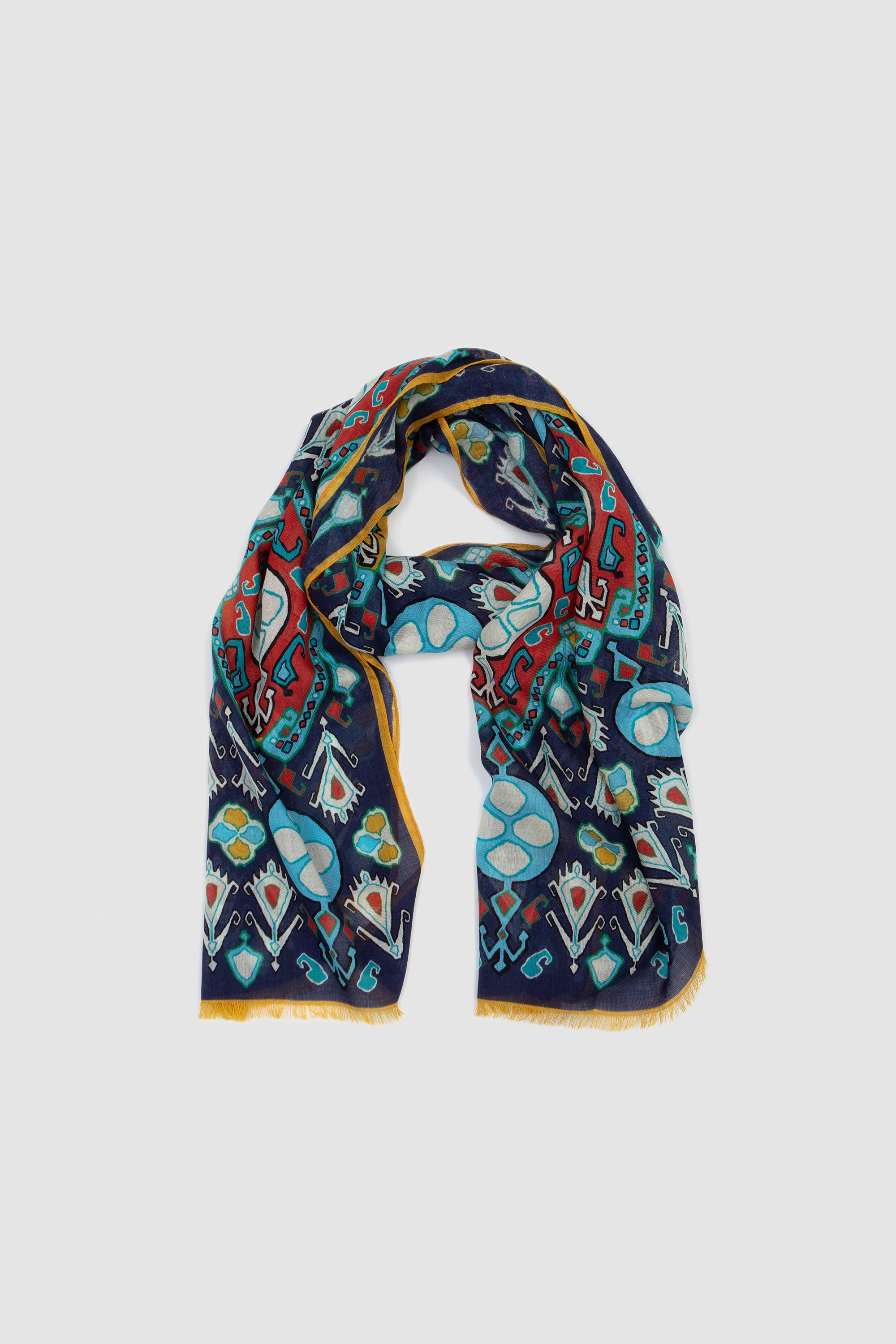 Tapestry Print Scarf Navy