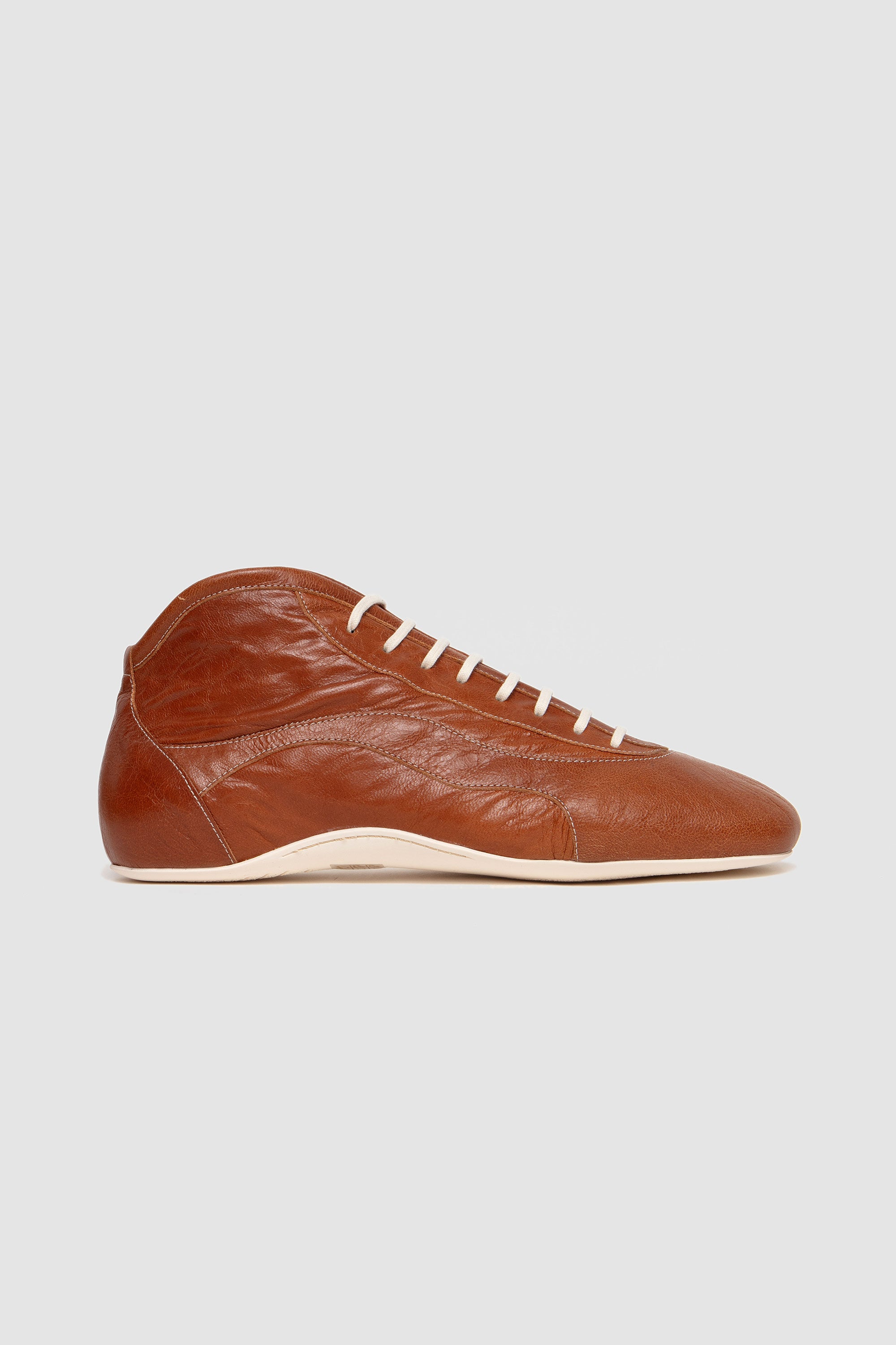 Leather Ballerina Sneakers Cognac