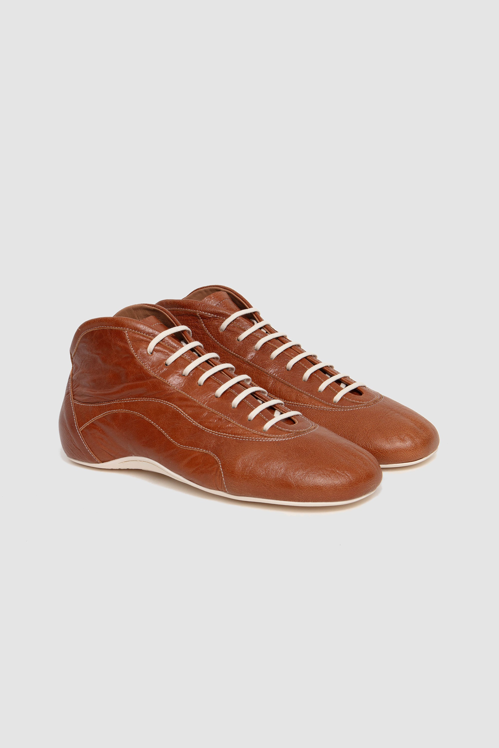 Leather Ballerina Sneakers Cognac_2