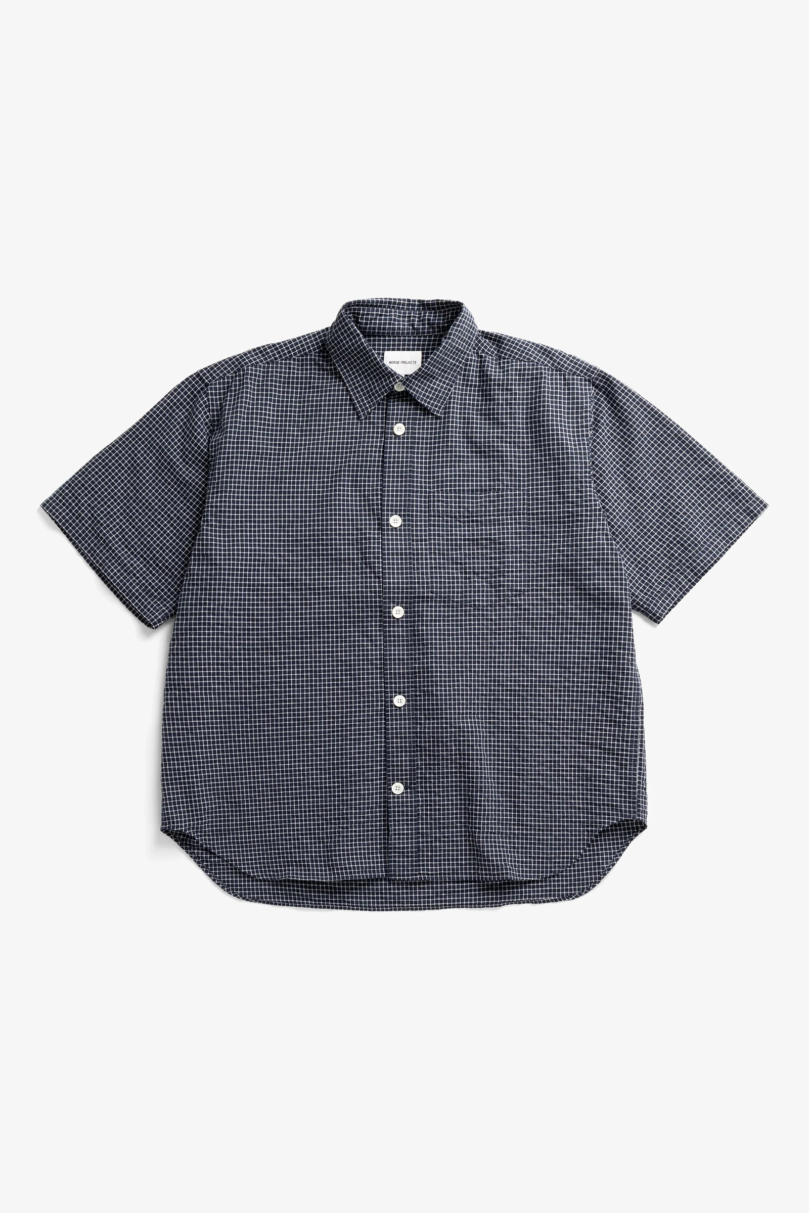 Espevik Oversized Check SS Shirt Dark Navy_1