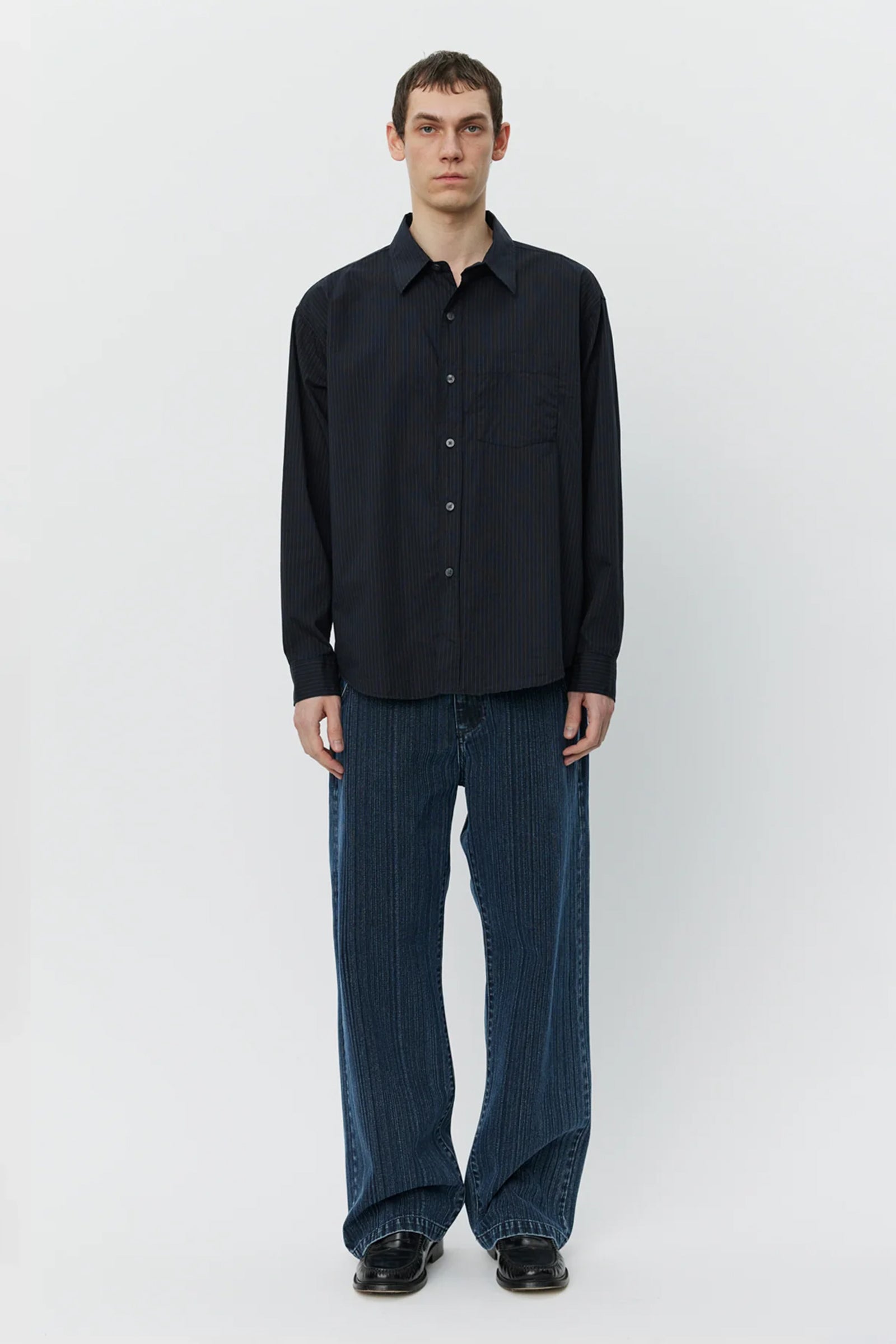 Executive Shirt Black Pinstripe