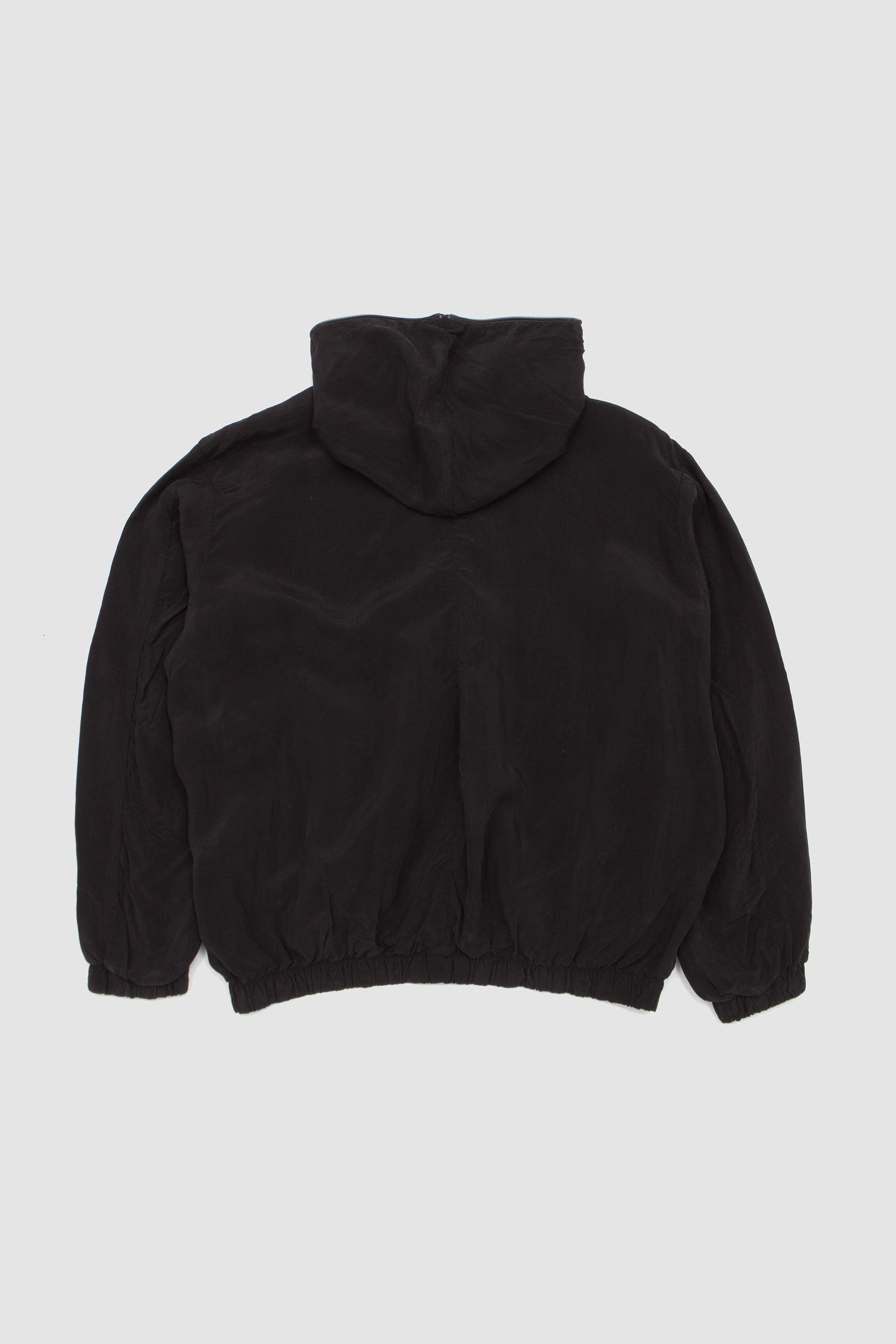No.216 Double Cupro Hooded Zipper Jacket Black_4
