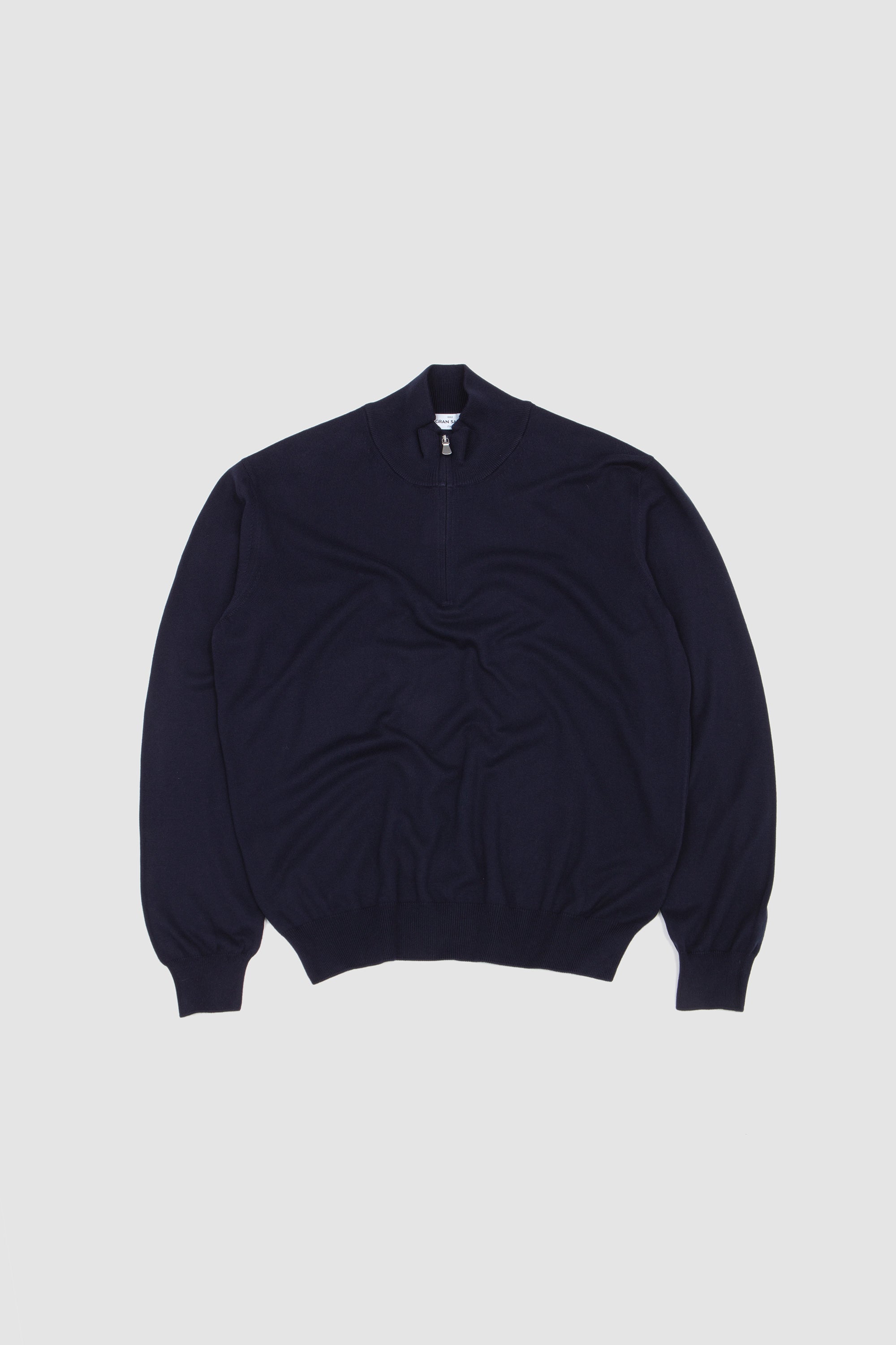 Egyption Cotton Half Zip Mock Neck Sweater Navy