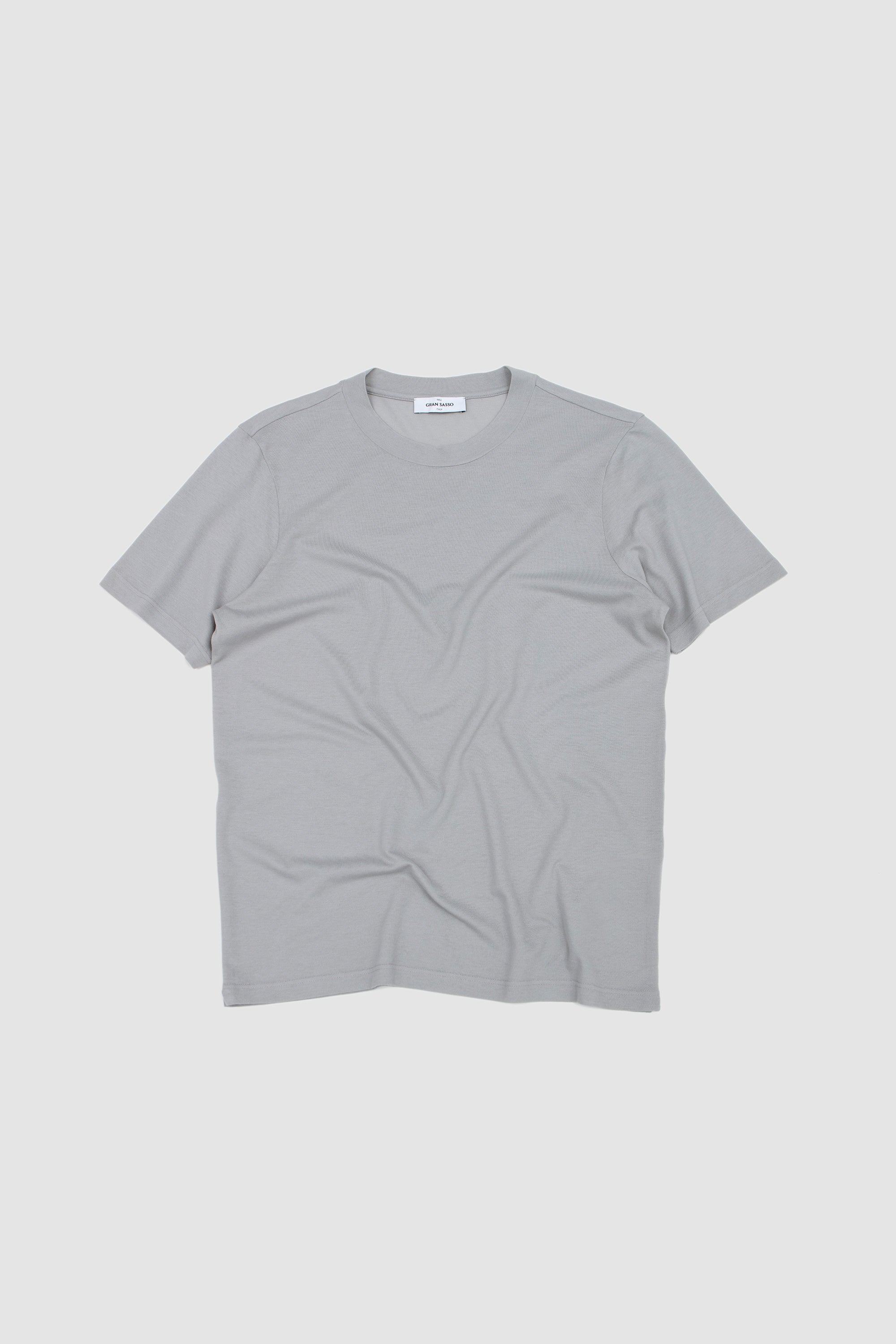 Textured Cotton Crew Neck T-Shirt Grey_1