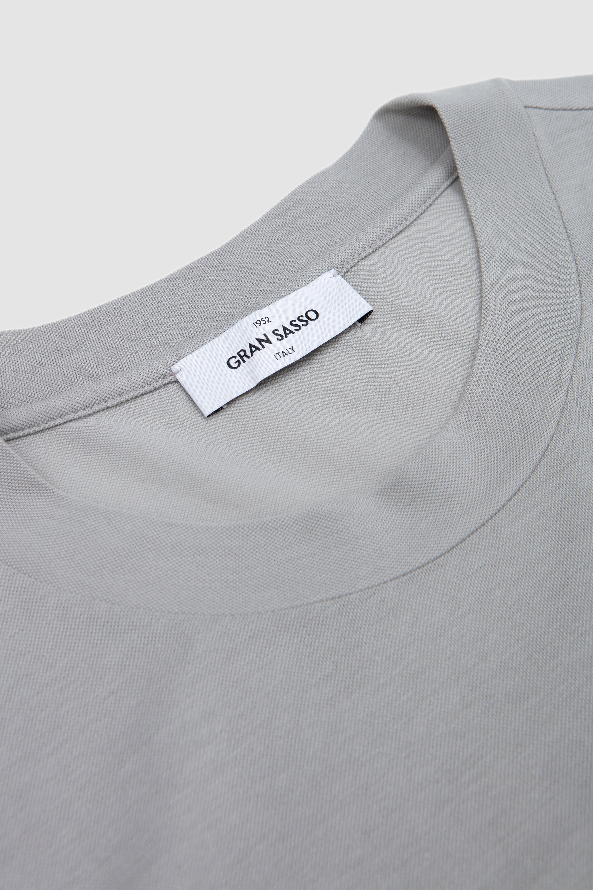 Textured Cotton Crew Neck T-Shirt Grey