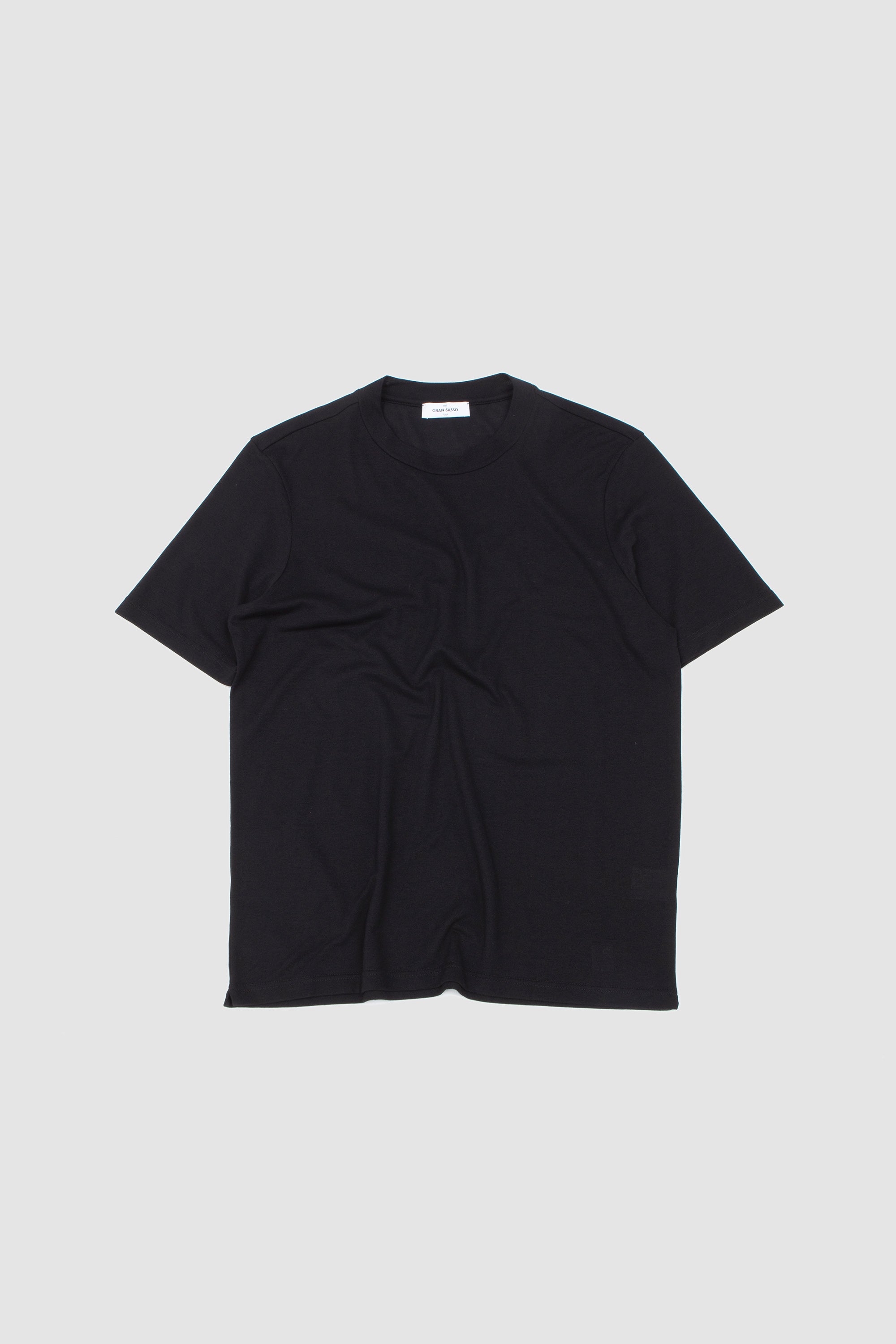 Textured Cotton Crew Neck T-Shirt Black