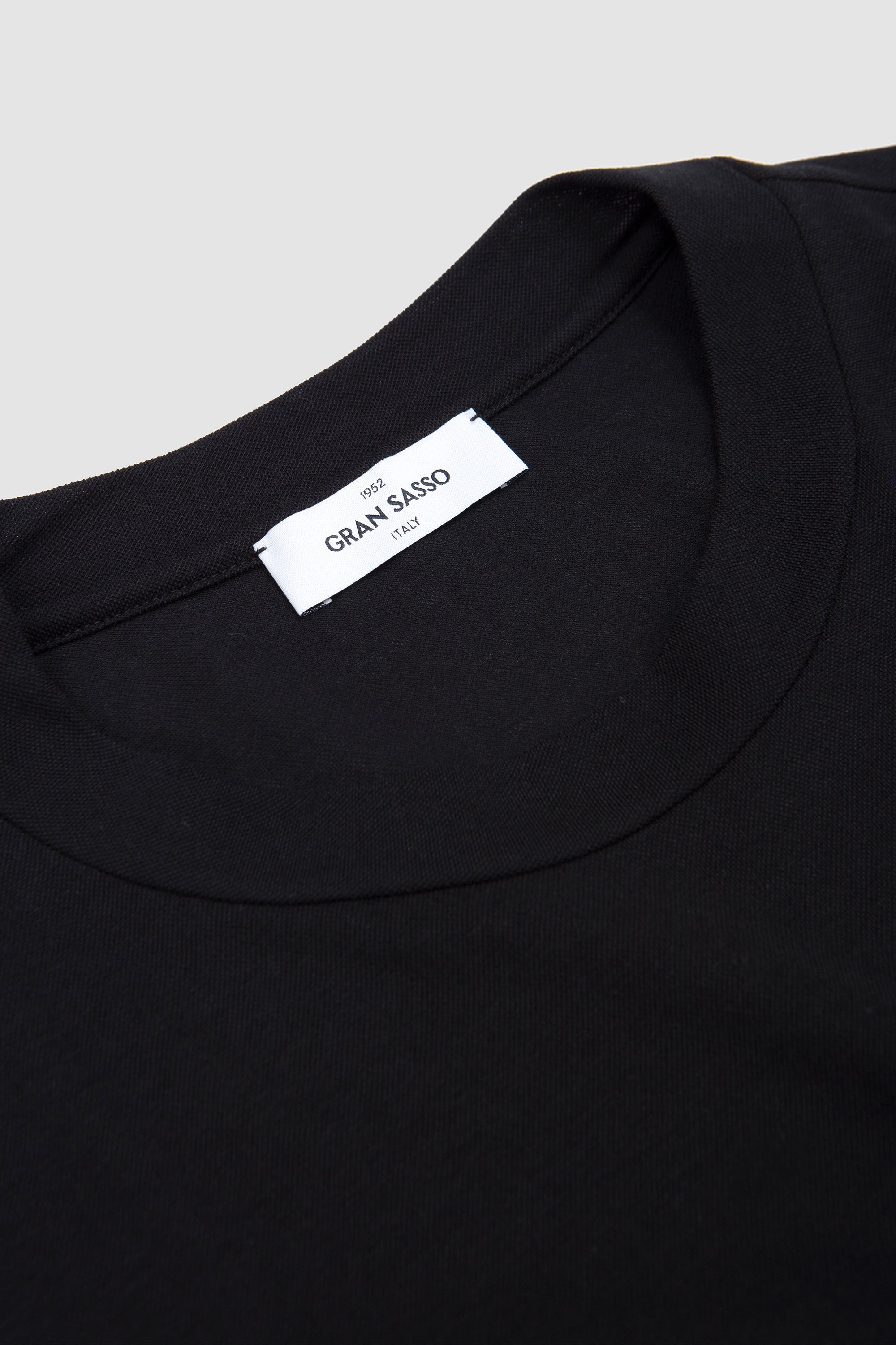 Textured Cotton Crew Neck T-Shirt Black_2