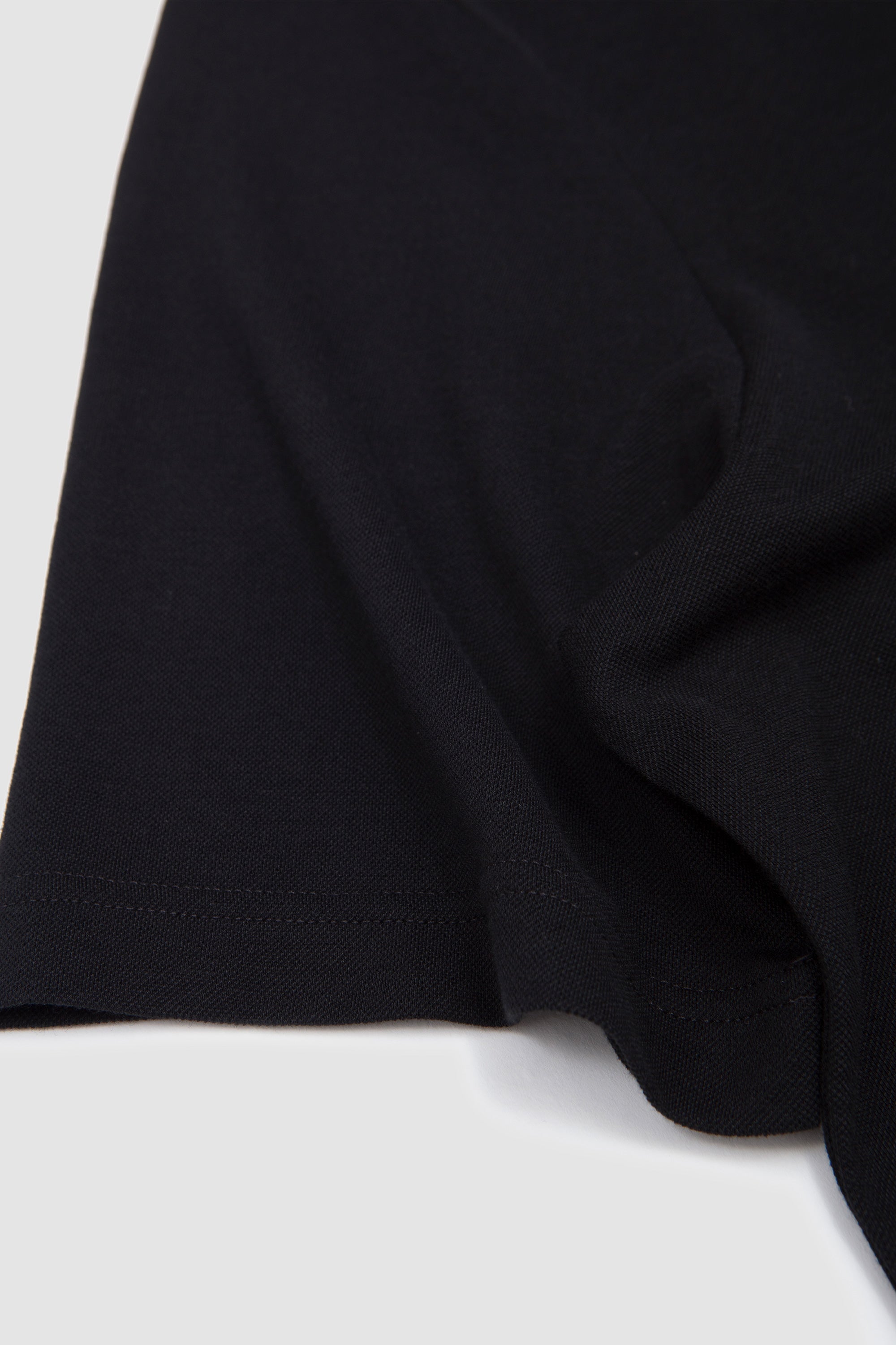Textured Cotton Crew Neck T-Shirt Black_3