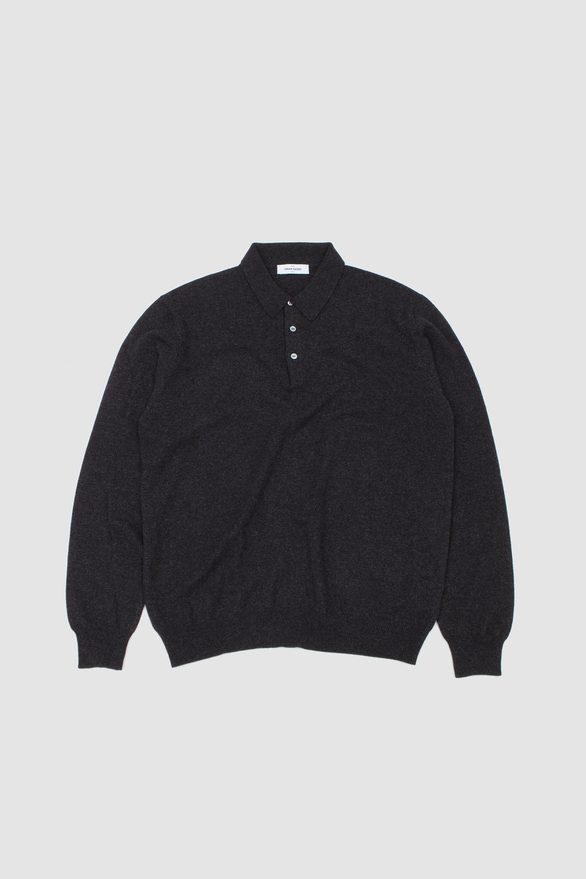 Cashmere Lana Polo Sweater Anthracite Melange_1