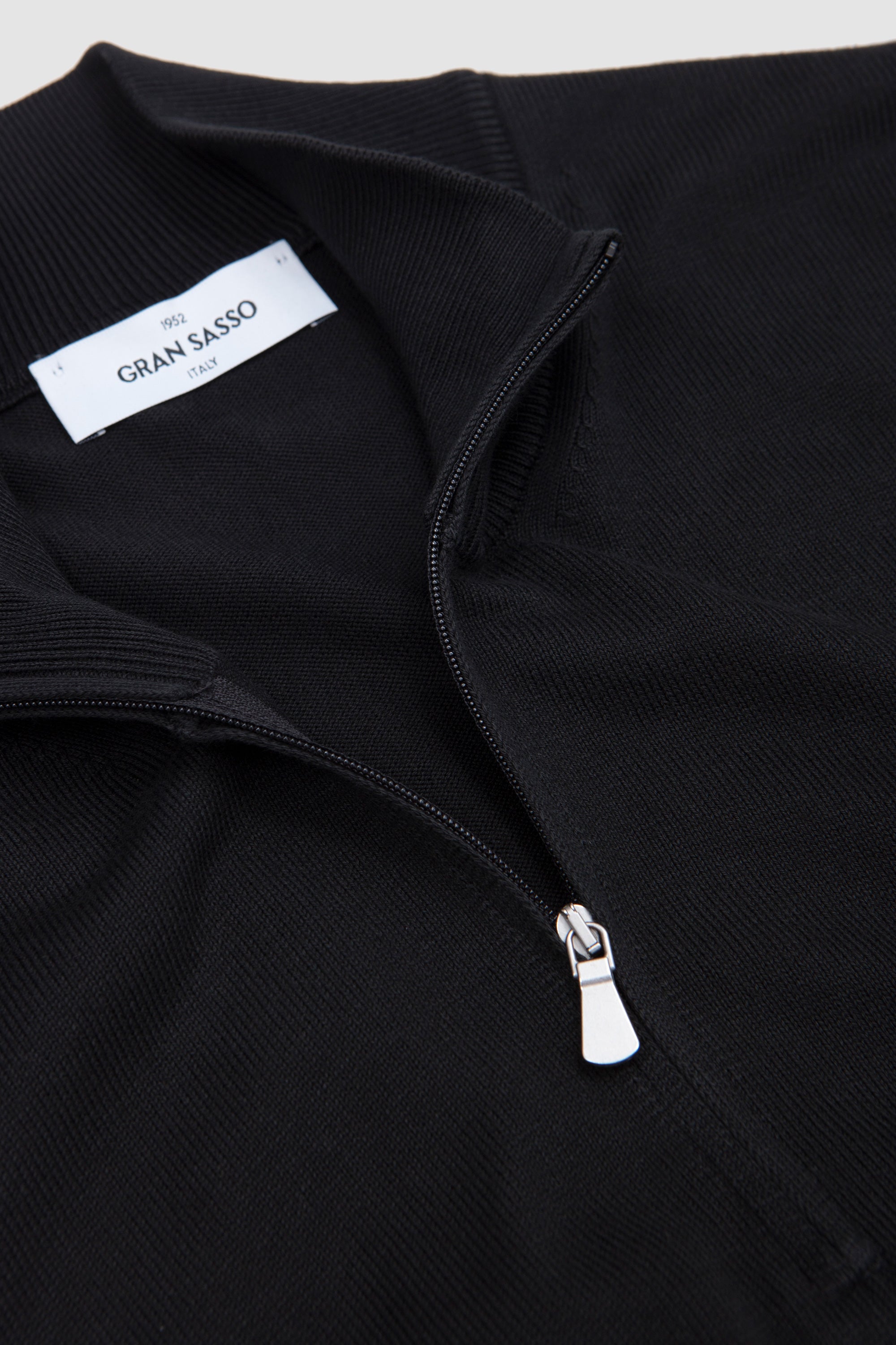 Egyption Cotton Half Zip Mock Neck Sweater Black_2