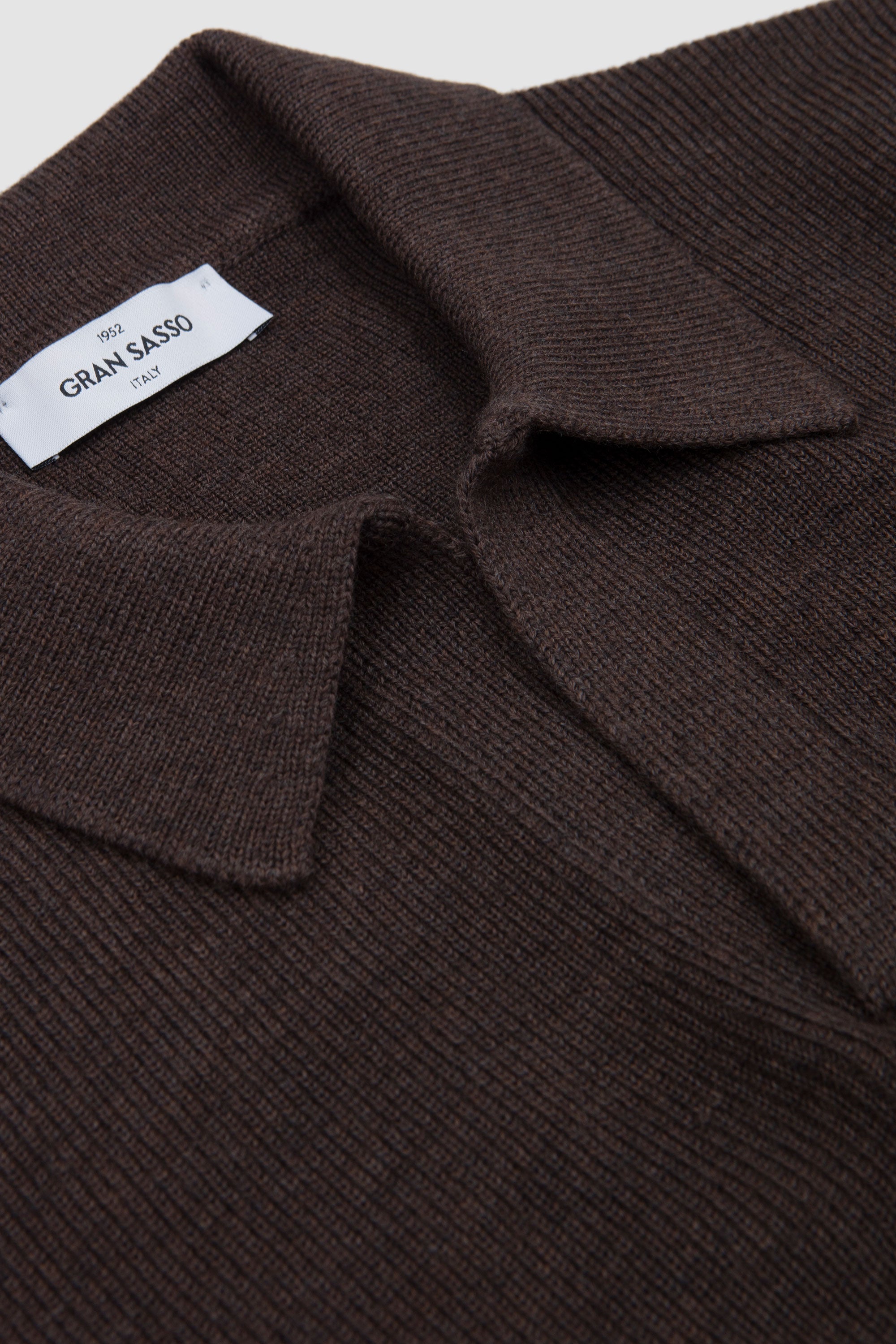 Extrafine Merino Open Neck Polo Sweater Earth
