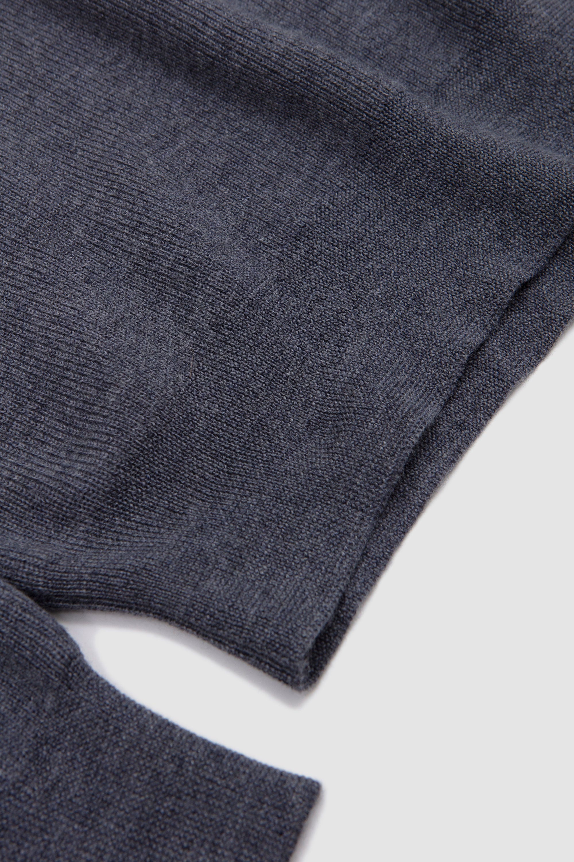 Extrafine Merino Open Neck Polo Sweater Grey