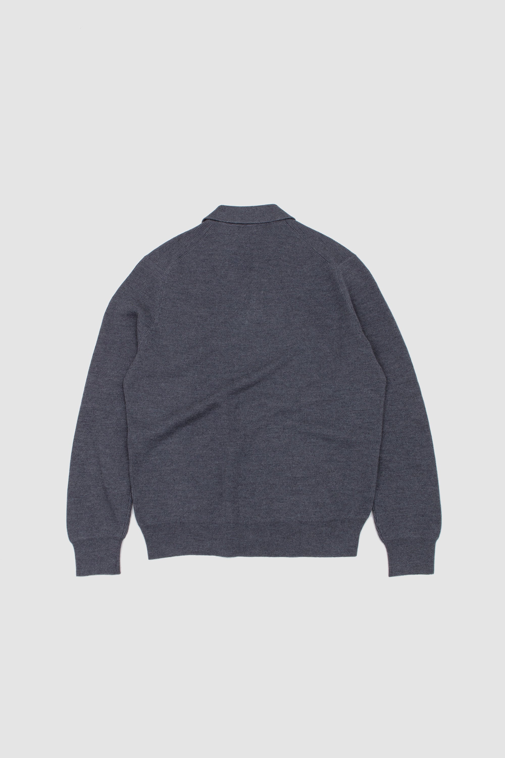 Extrafine Merino Open Neck Polo Sweater Grey_4