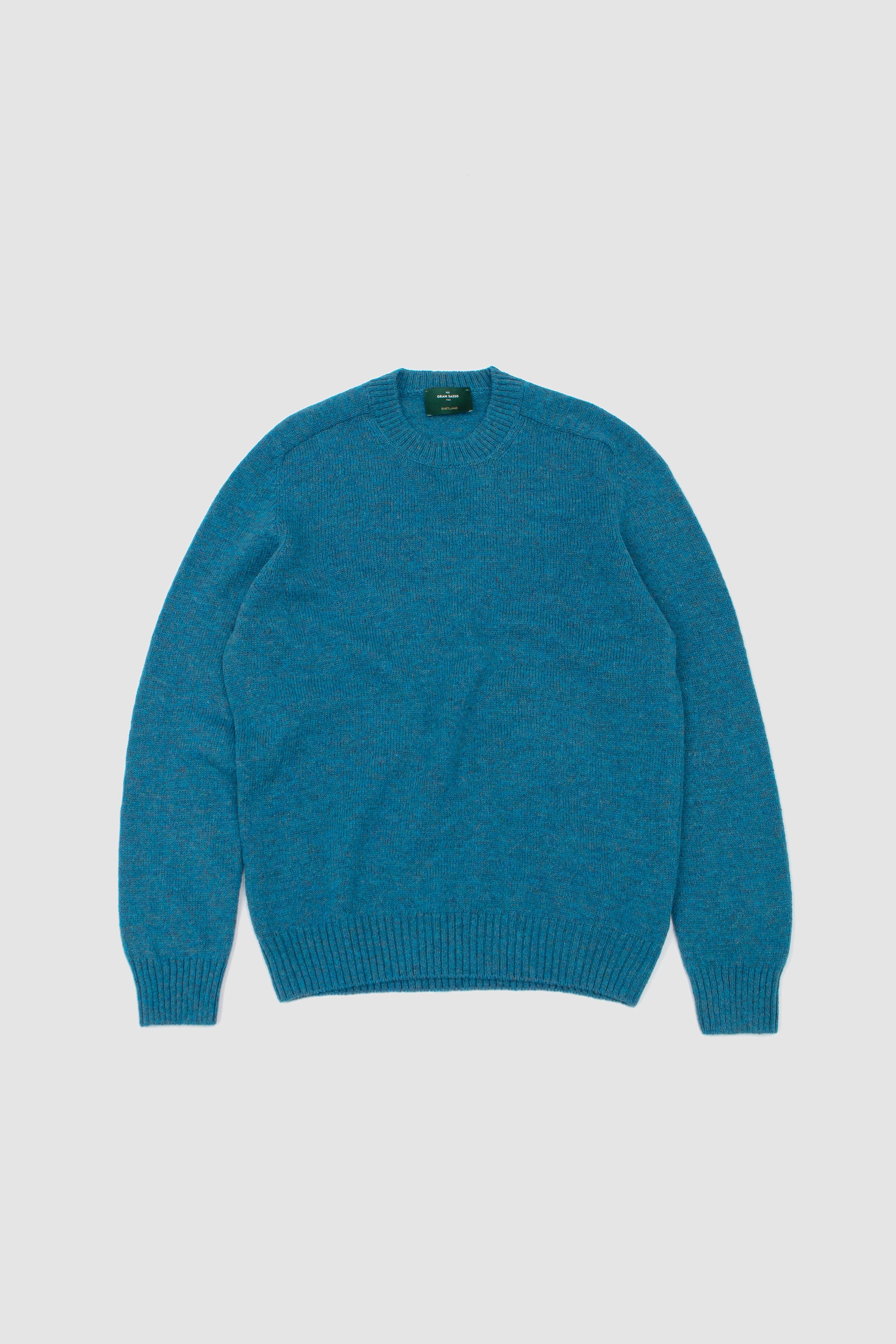 Shetland Crew Neck Sweater Blue Melange_1