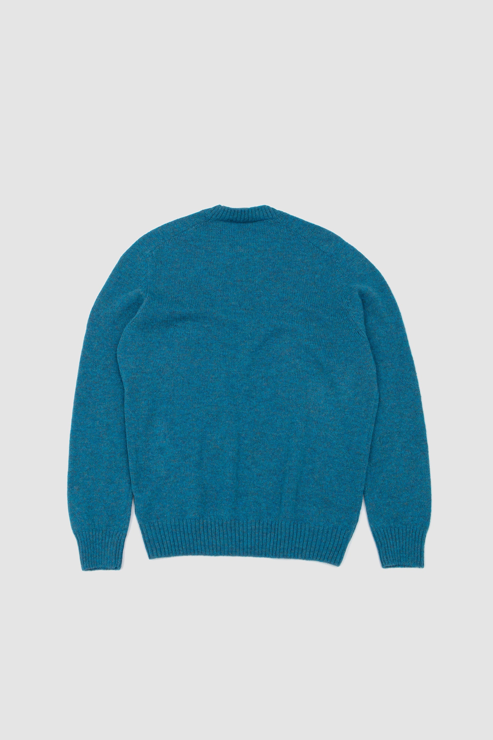 Shetland Crew Neck Sweater Blue Melange_4