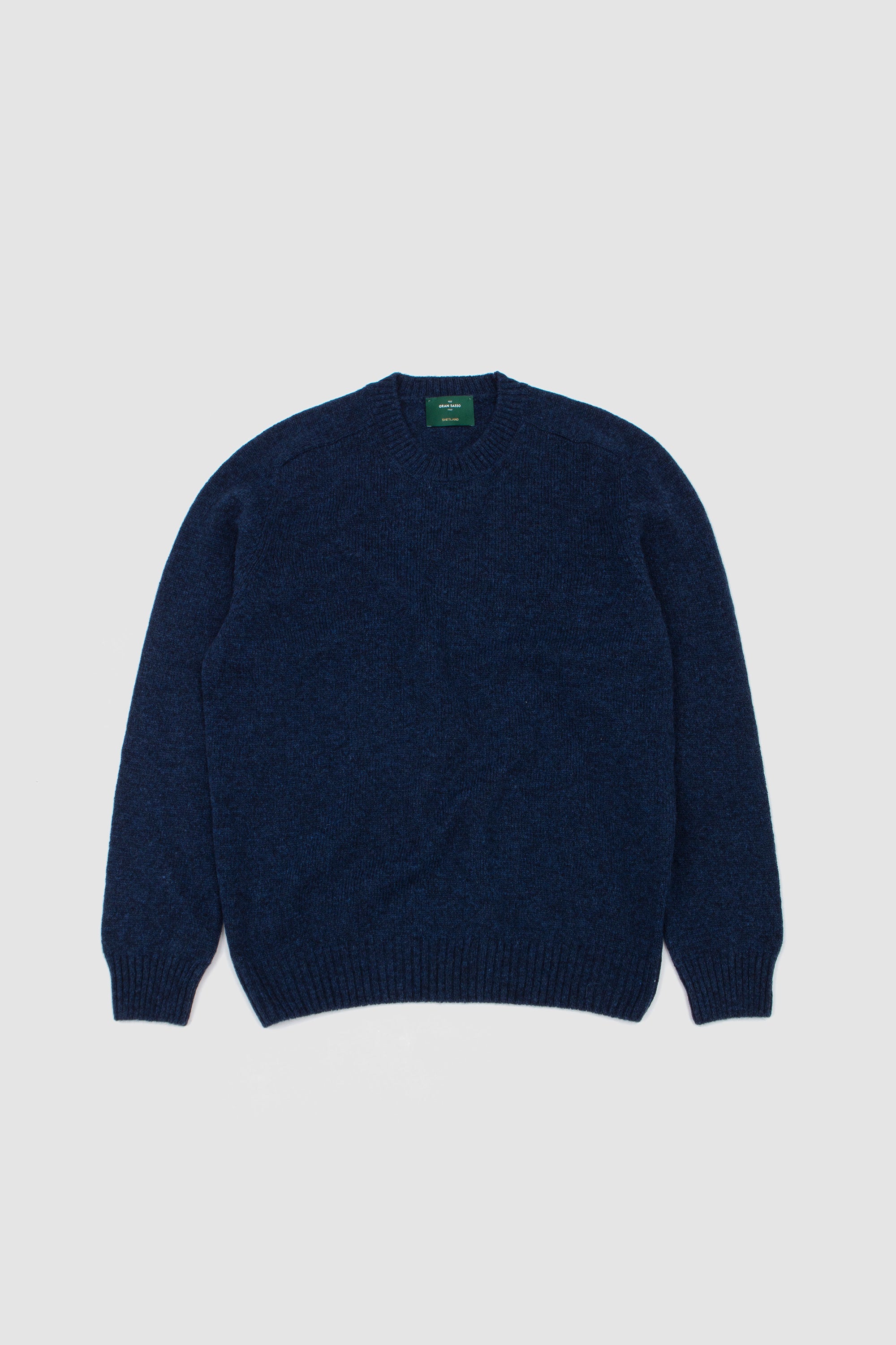 Shetland Crew Neck Sweater Navy Melange_1