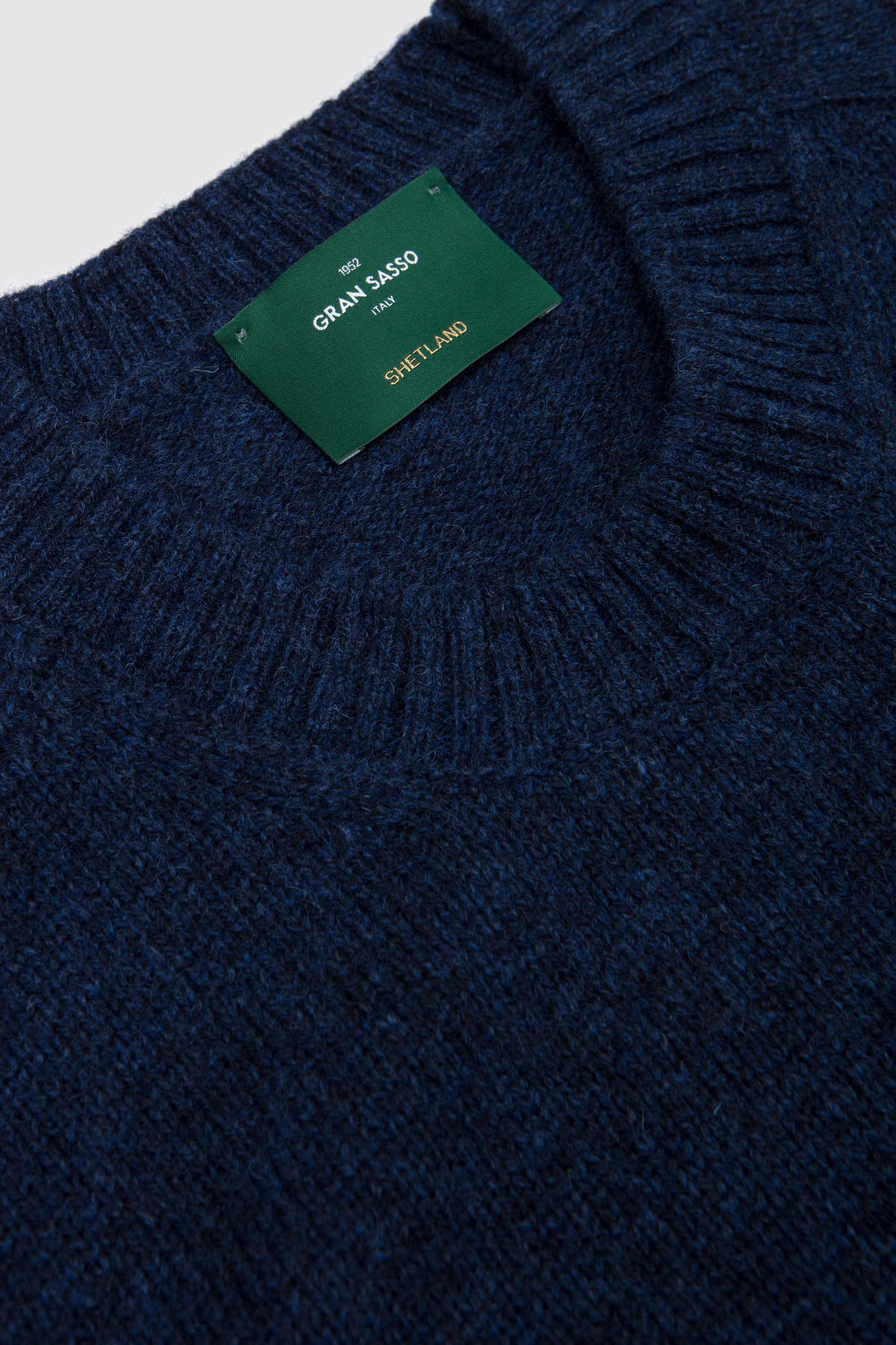Shetland Crew Neck Sweater Navy Melange
