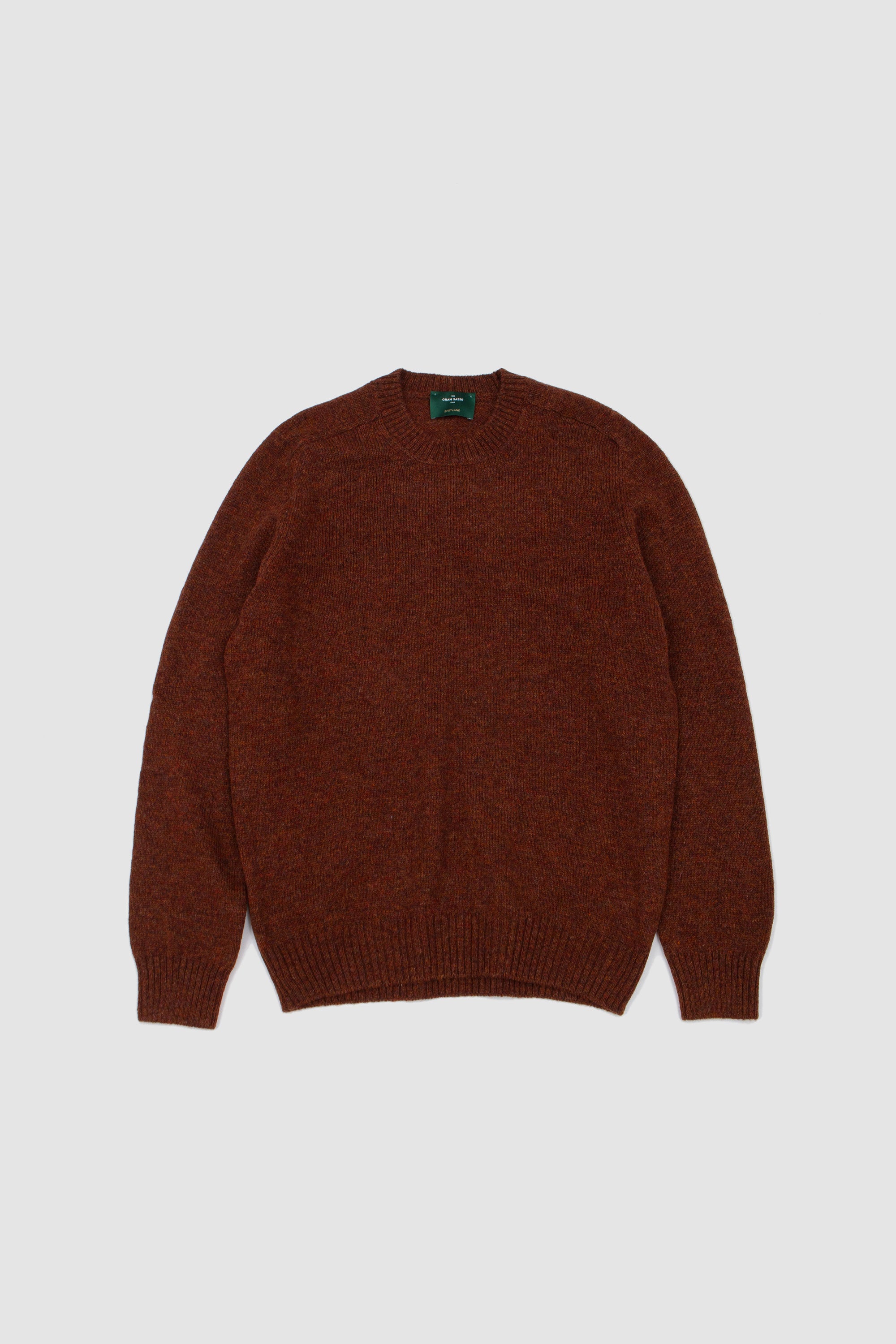 Shetland Crew Neck Sweater Ochre Melange_1
