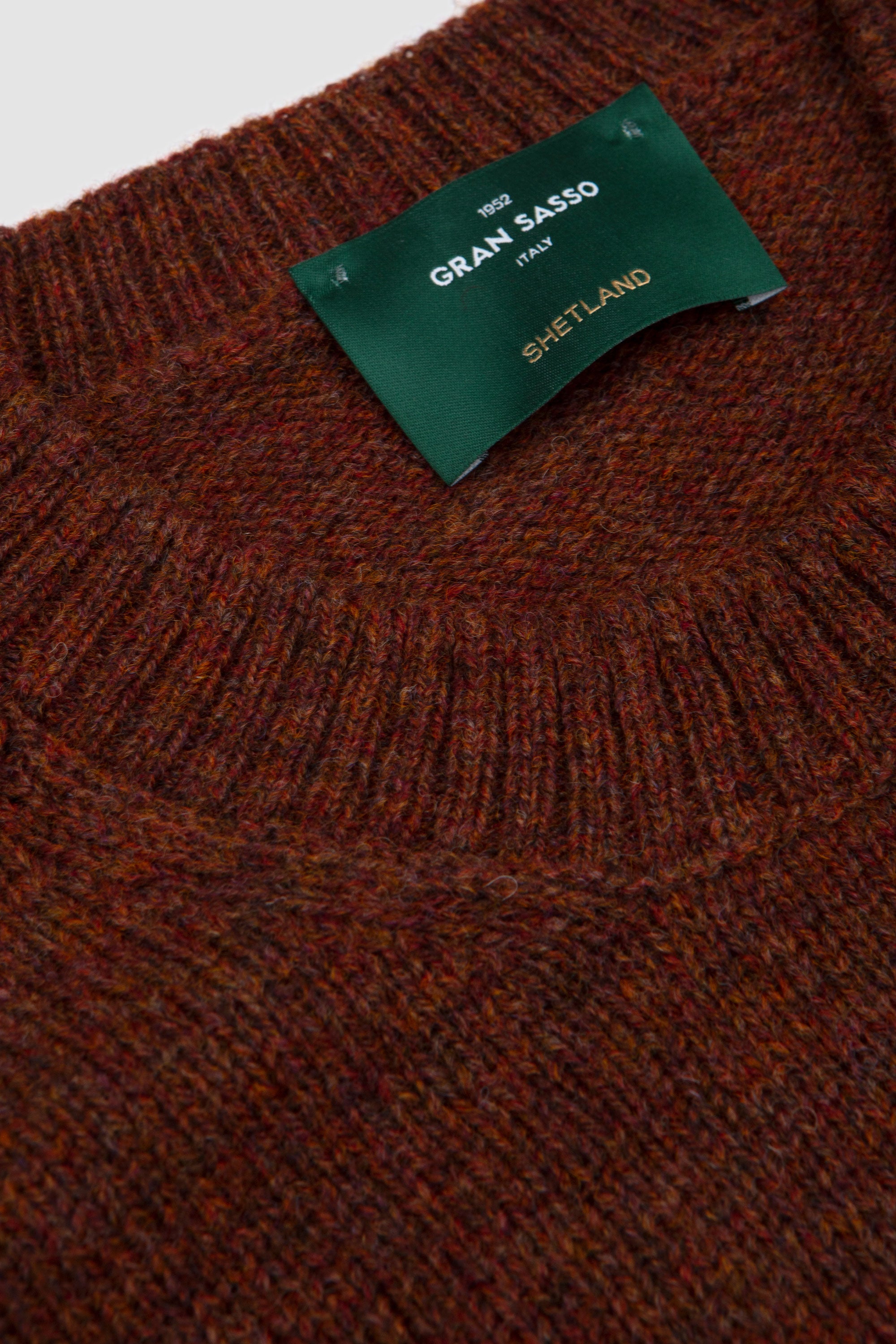 Shetland Crew Neck Sweater Ochre Melange