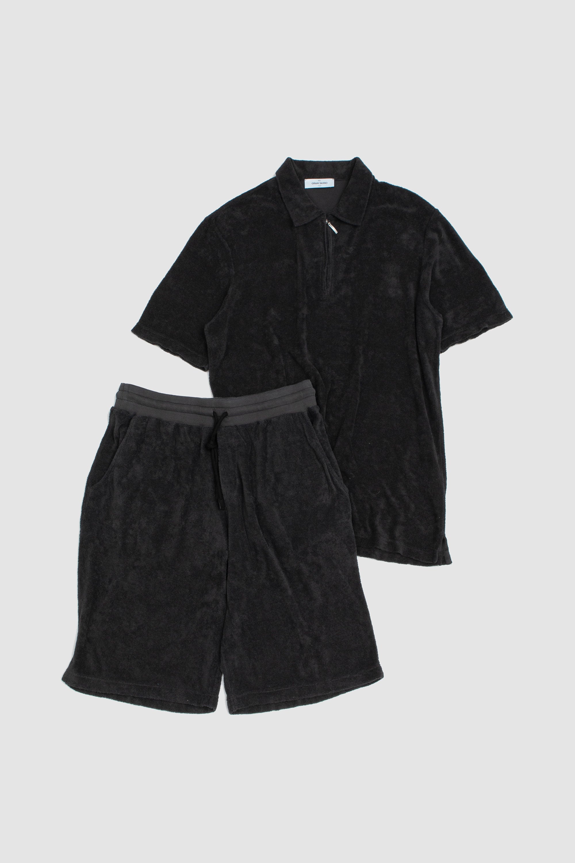 Towel Fleece Half-Zip Polo & Shorts Charcoal