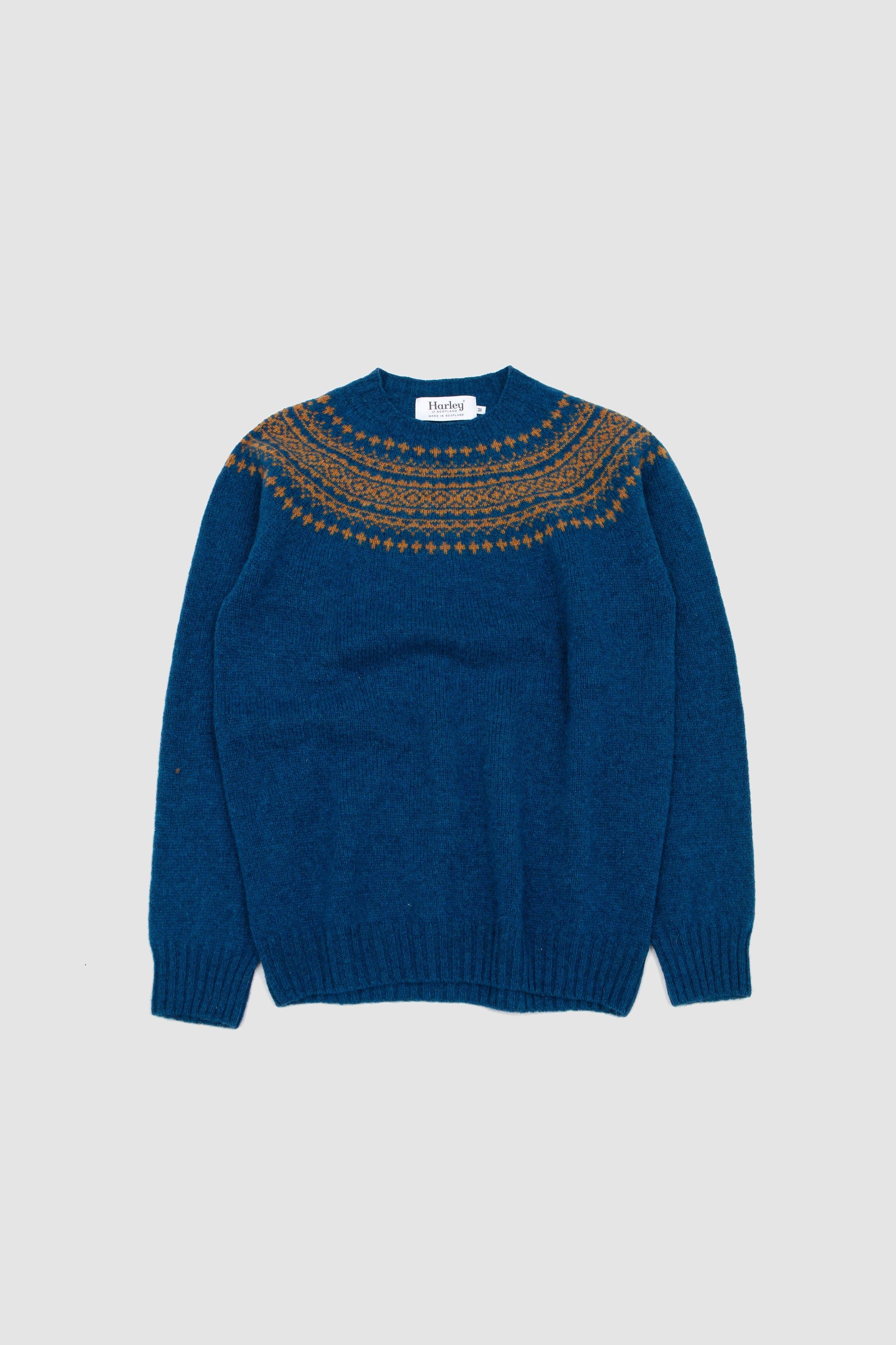 2 Col Yoke Crew Neck Sweater Neptune/ Golddust