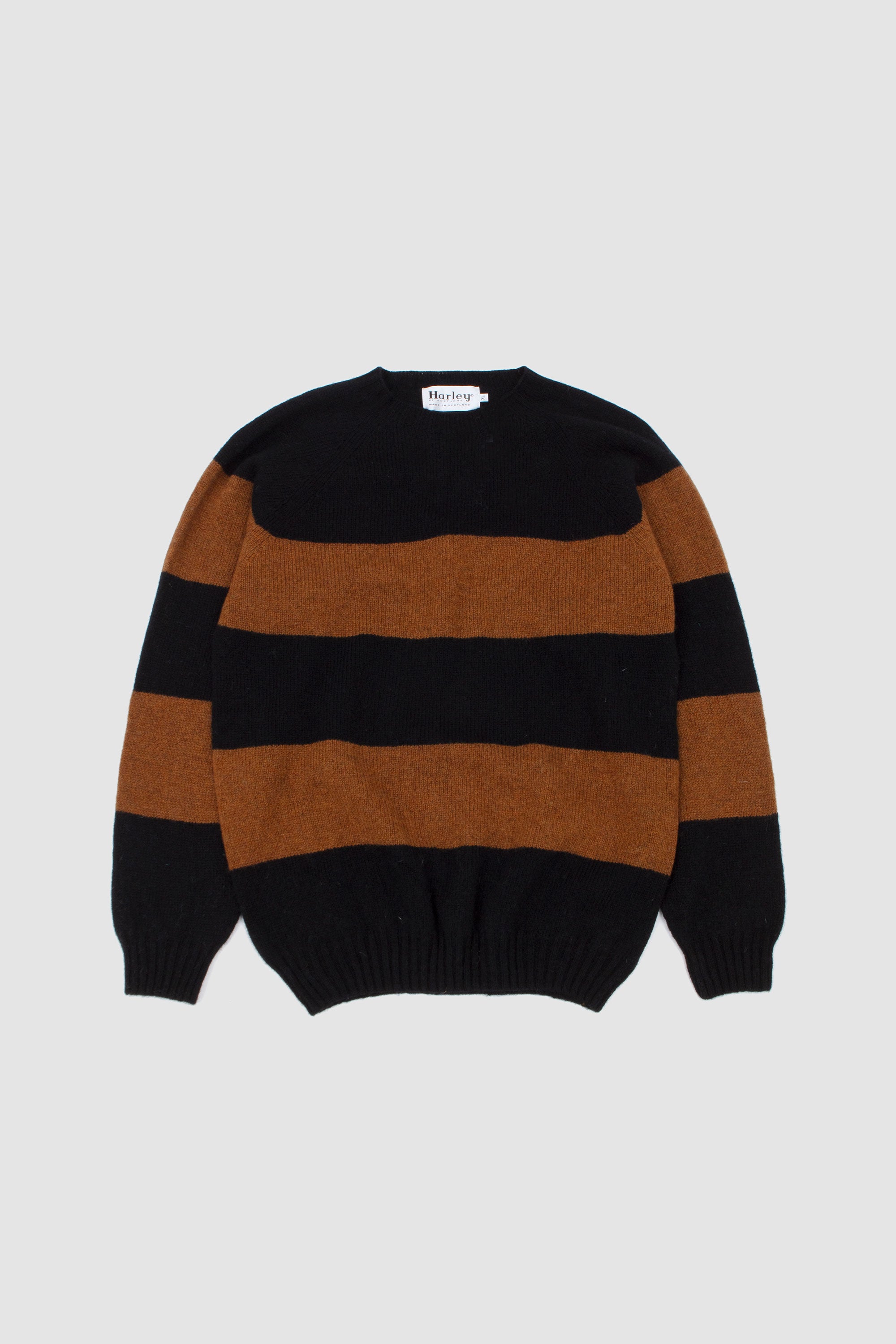 Block Stripe Crew Neck Sweater Black/ Walnut