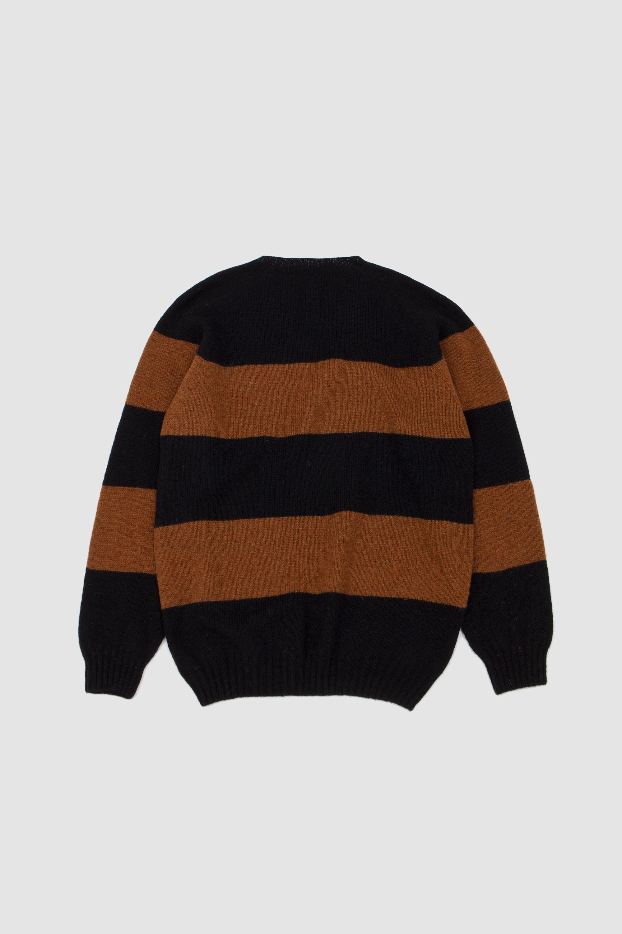 Block Stripe Crew Neck Sweater Black/ Walnut_4