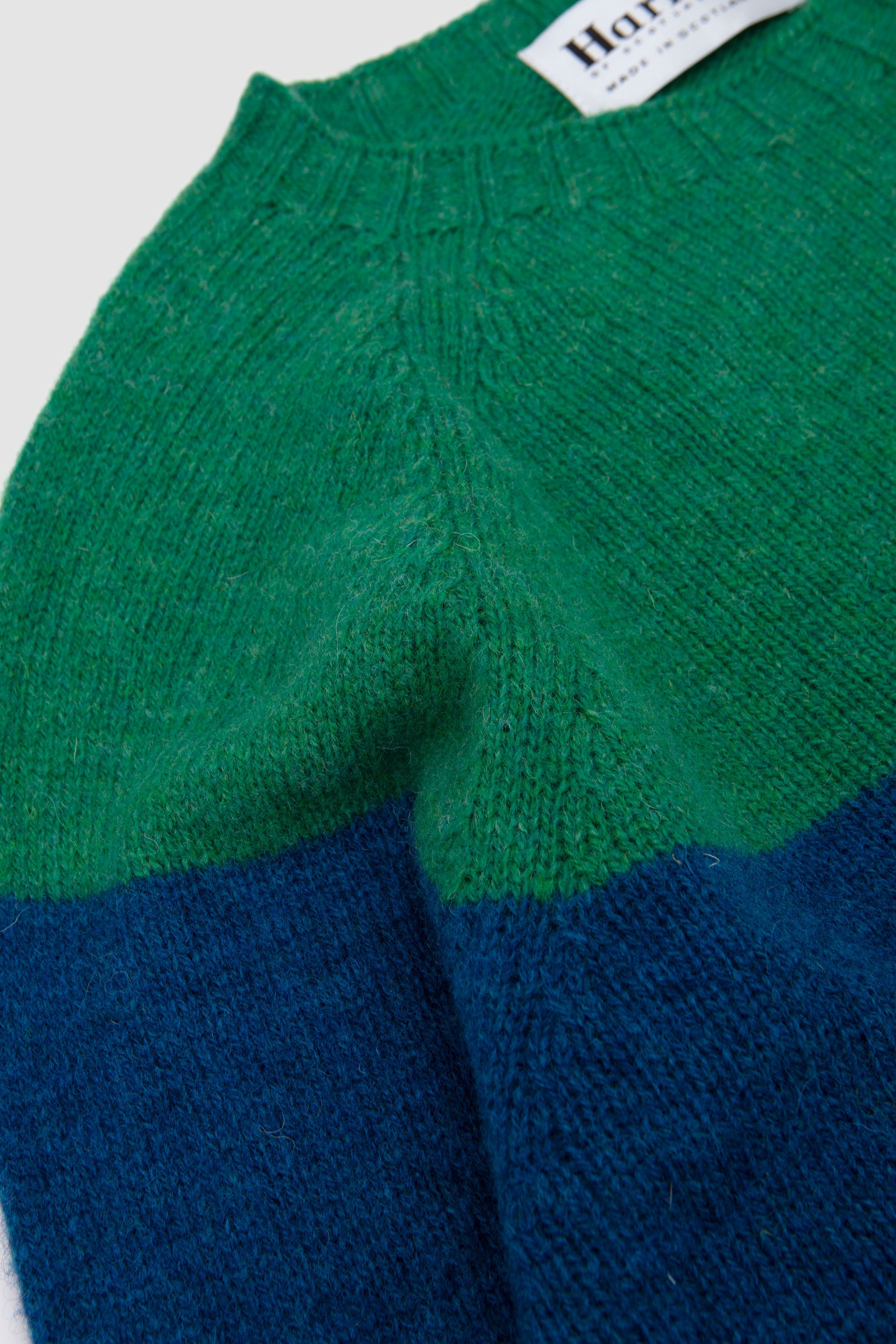 Block Stripe Crew Neck Sweater Evergreen/ Neptune