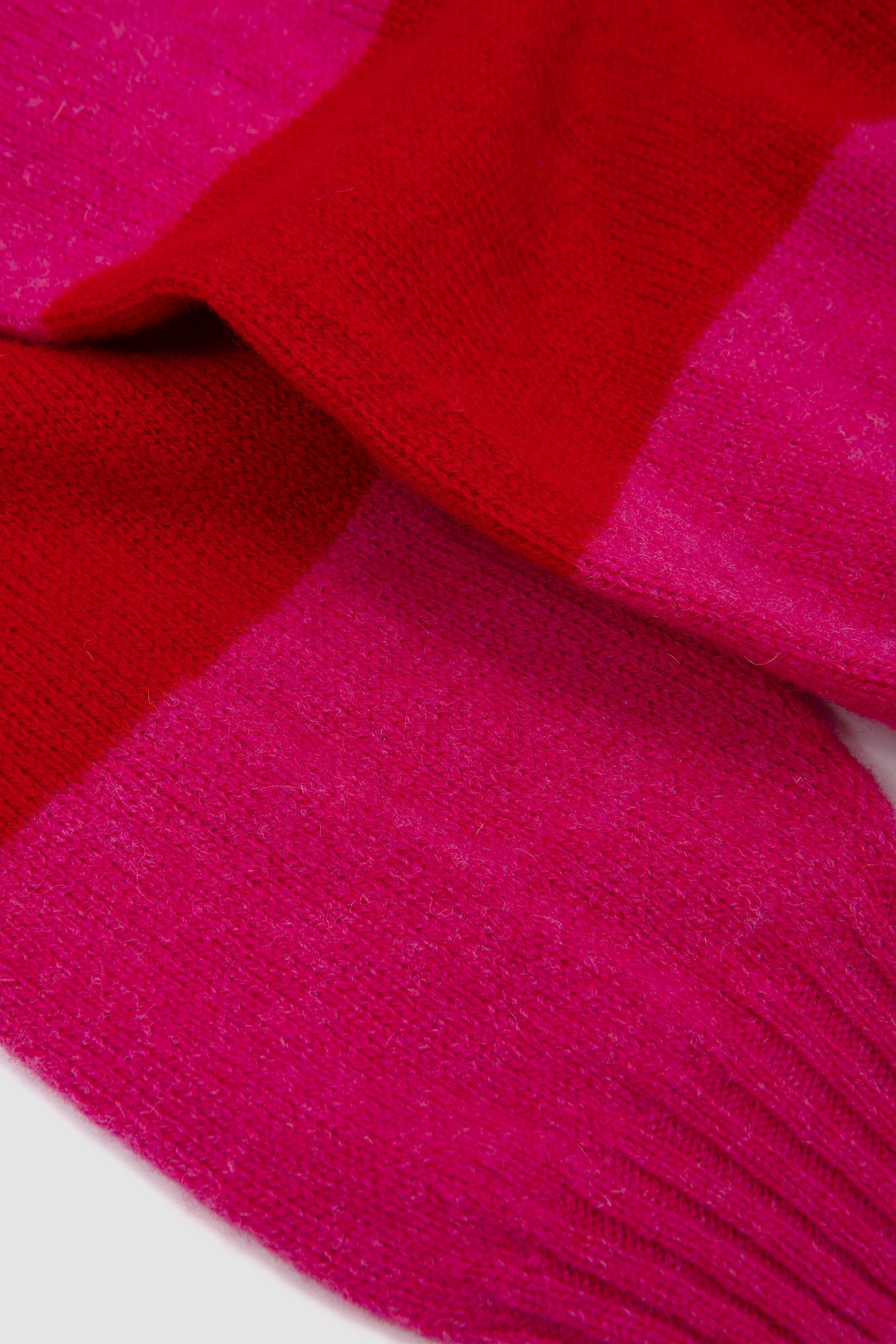 Block Stripe Crew Neck Sweater Lipstick/ Cardinal