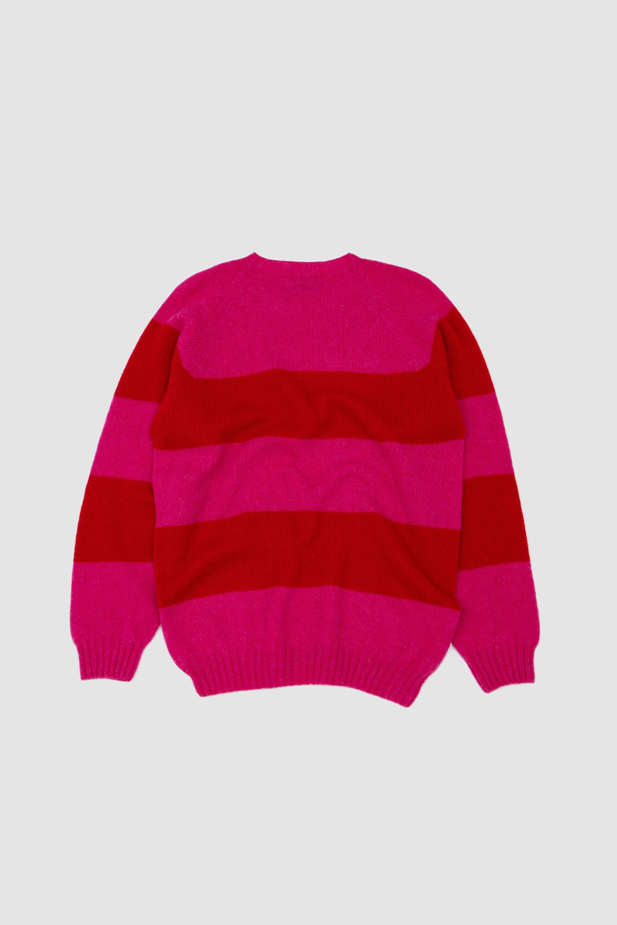Block Stripe Crew Neck Sweater Lipstick/ Cardinal_4