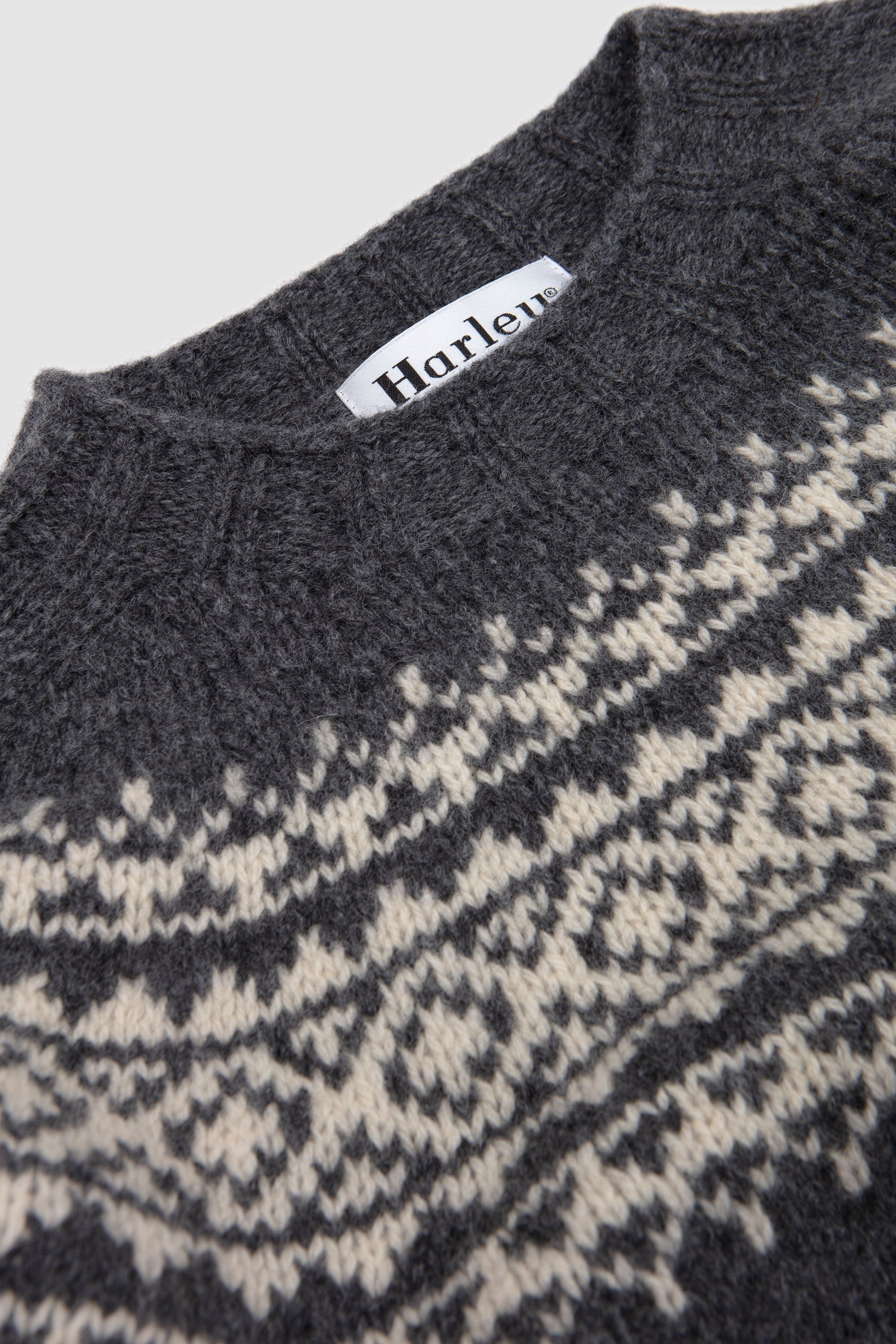 Chunky Yoke Crew Neck Sweater Basalt/ Venilla_3