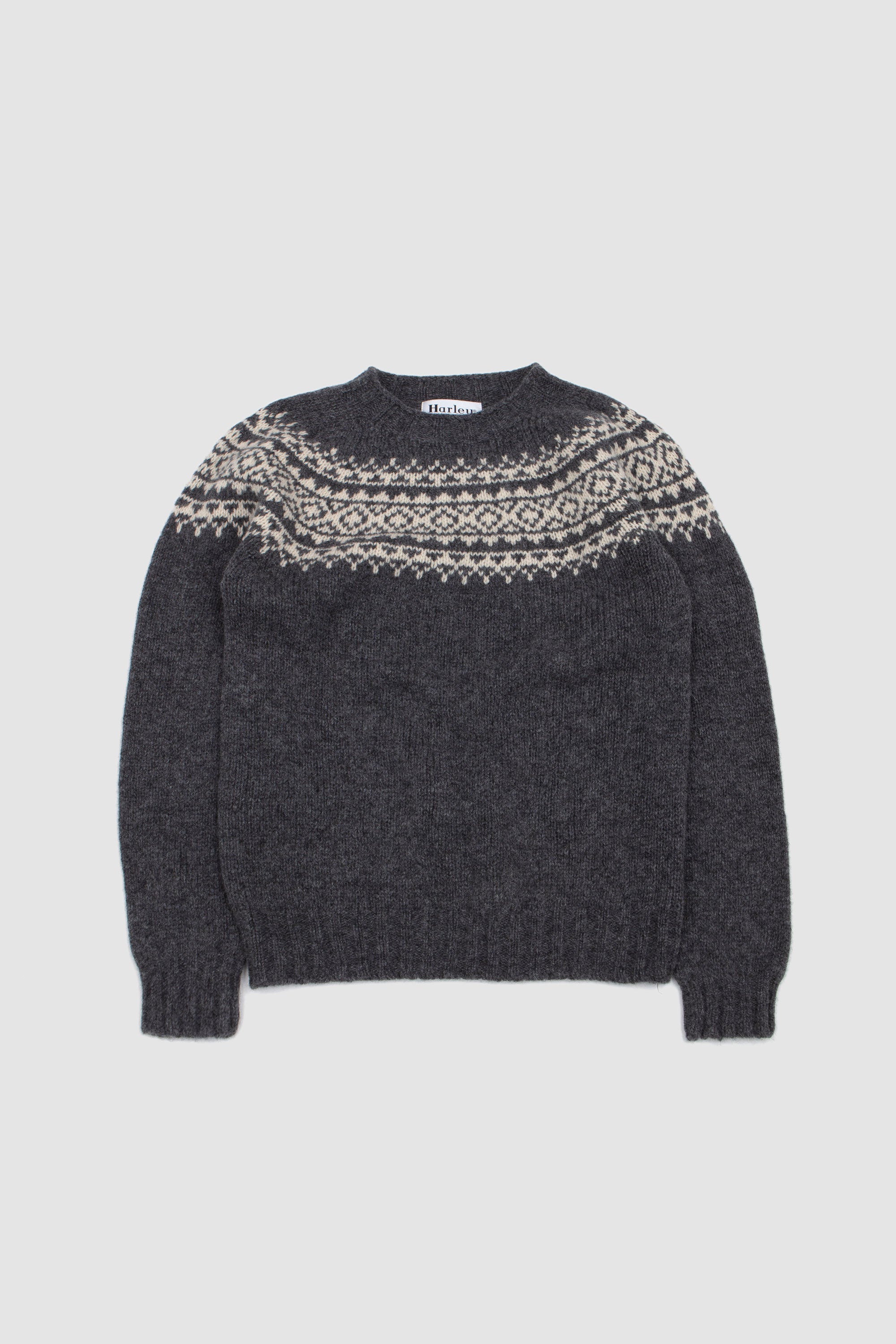 Chunky Yoke Crew Neck Sweater Basalt/ Venilla_1
