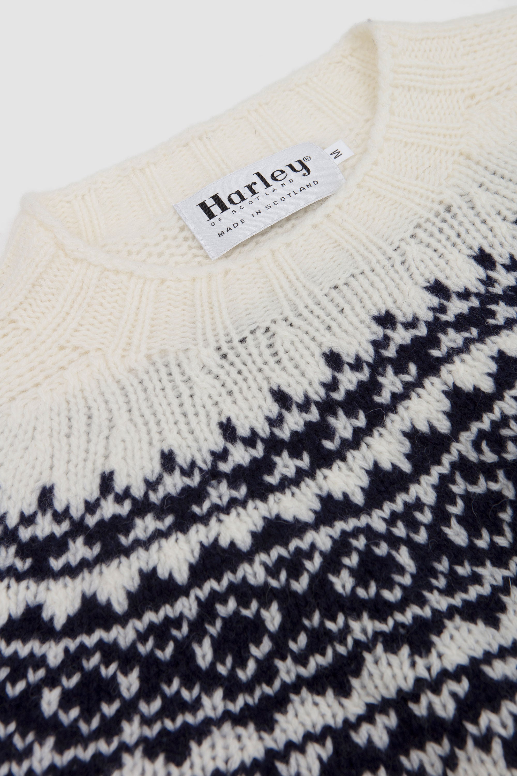 Chunky Yoke Crew Neck Sweater Snow White/ Navy_2
