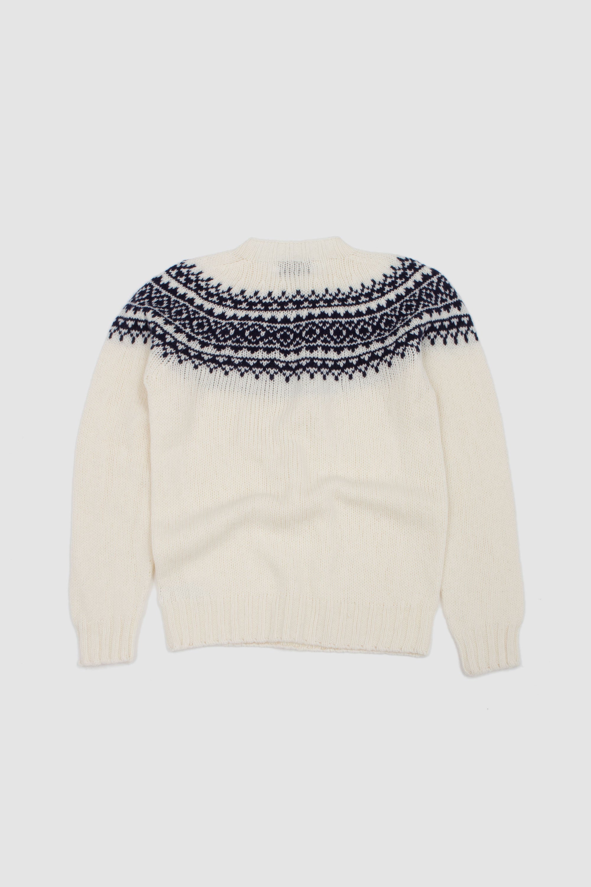 Chunky Yoke Crew Neck Sweater Snow White/ Navy_4