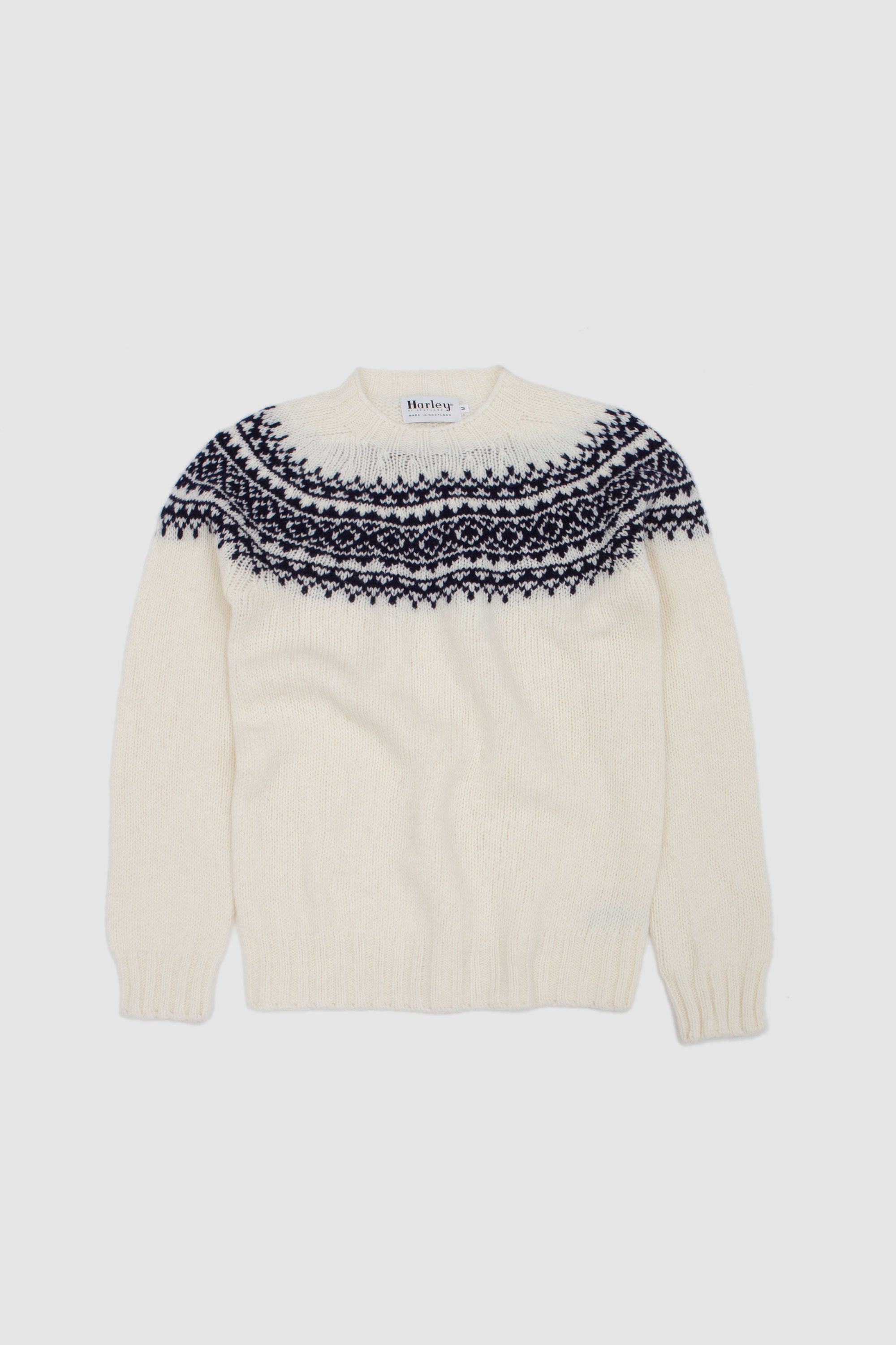 Chunky Yoke Crew Neck Sweater Snow White/ Navy_1