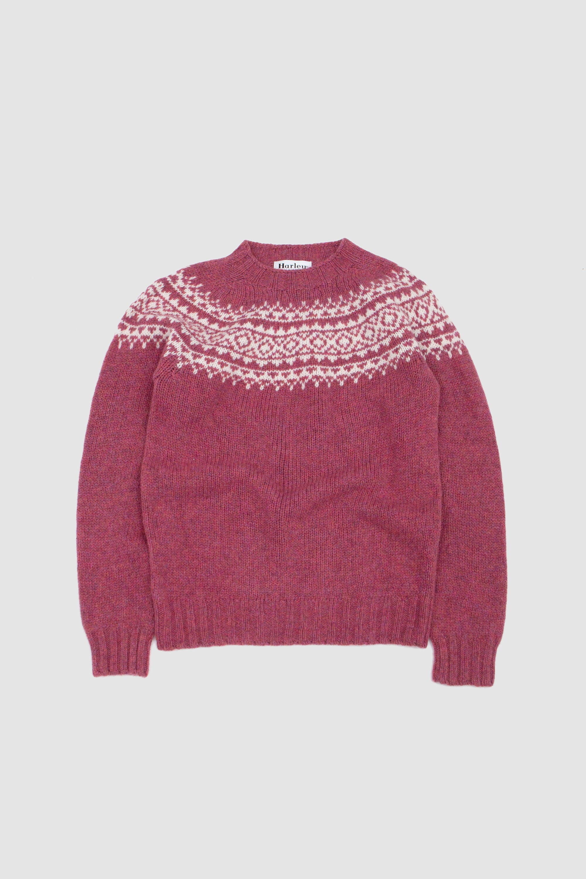 Chunky Yoke Crew Neck Sweater Zinnia/ Snow White