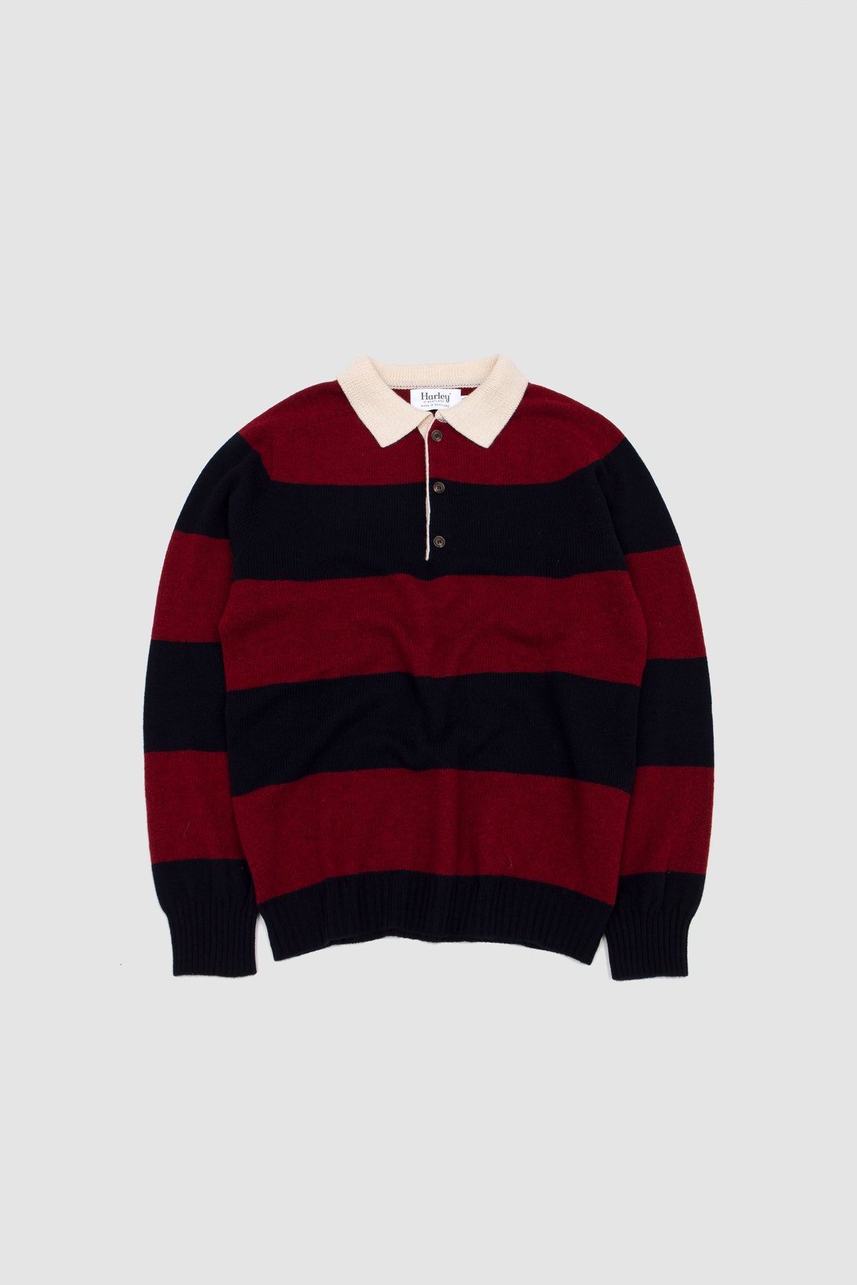 Eton Collar Block Stripe Sweater Nero Navy/ Russert Red_1