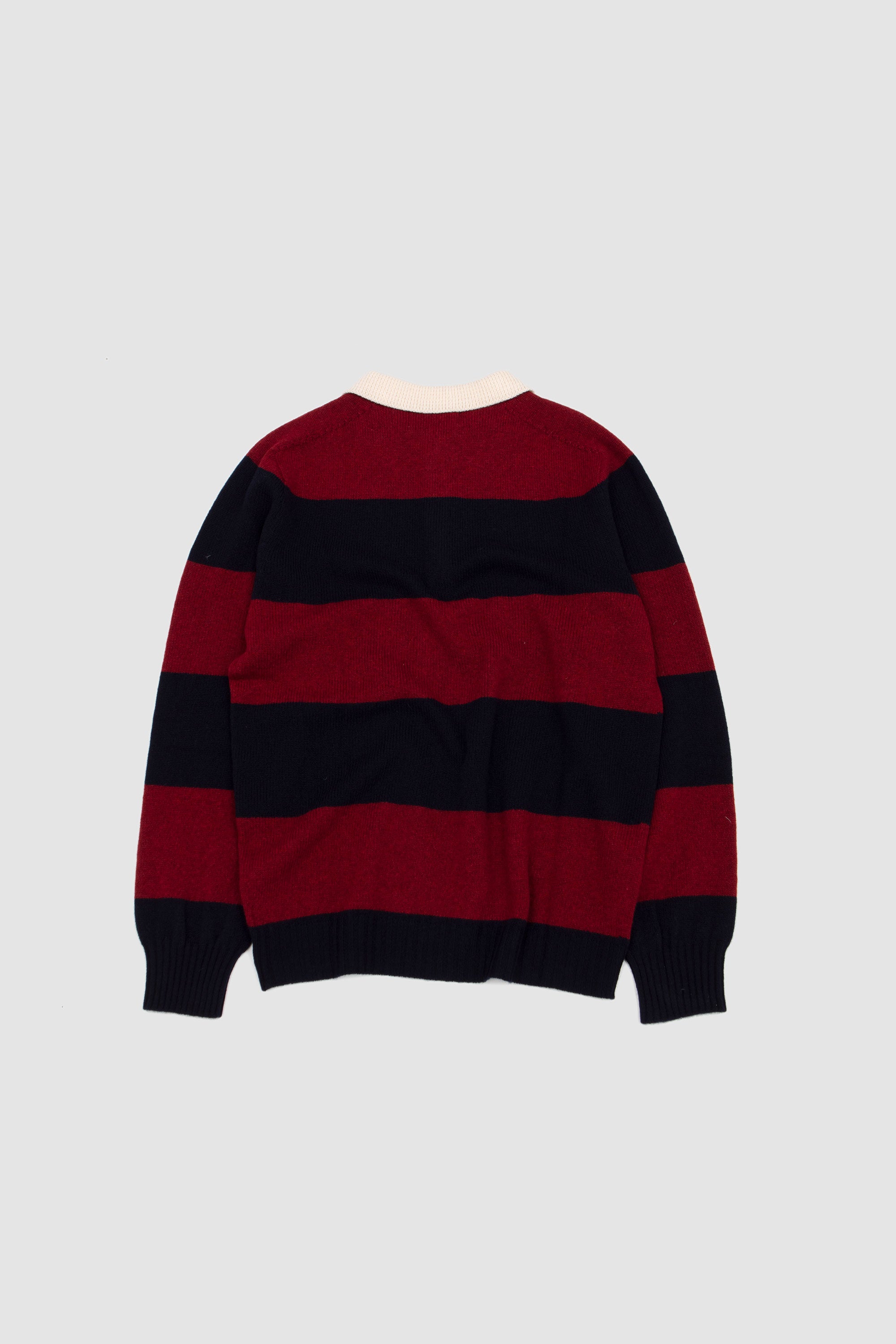 Eton Collar Block Stripe Sweater Nero Navy/ Russert Red_4