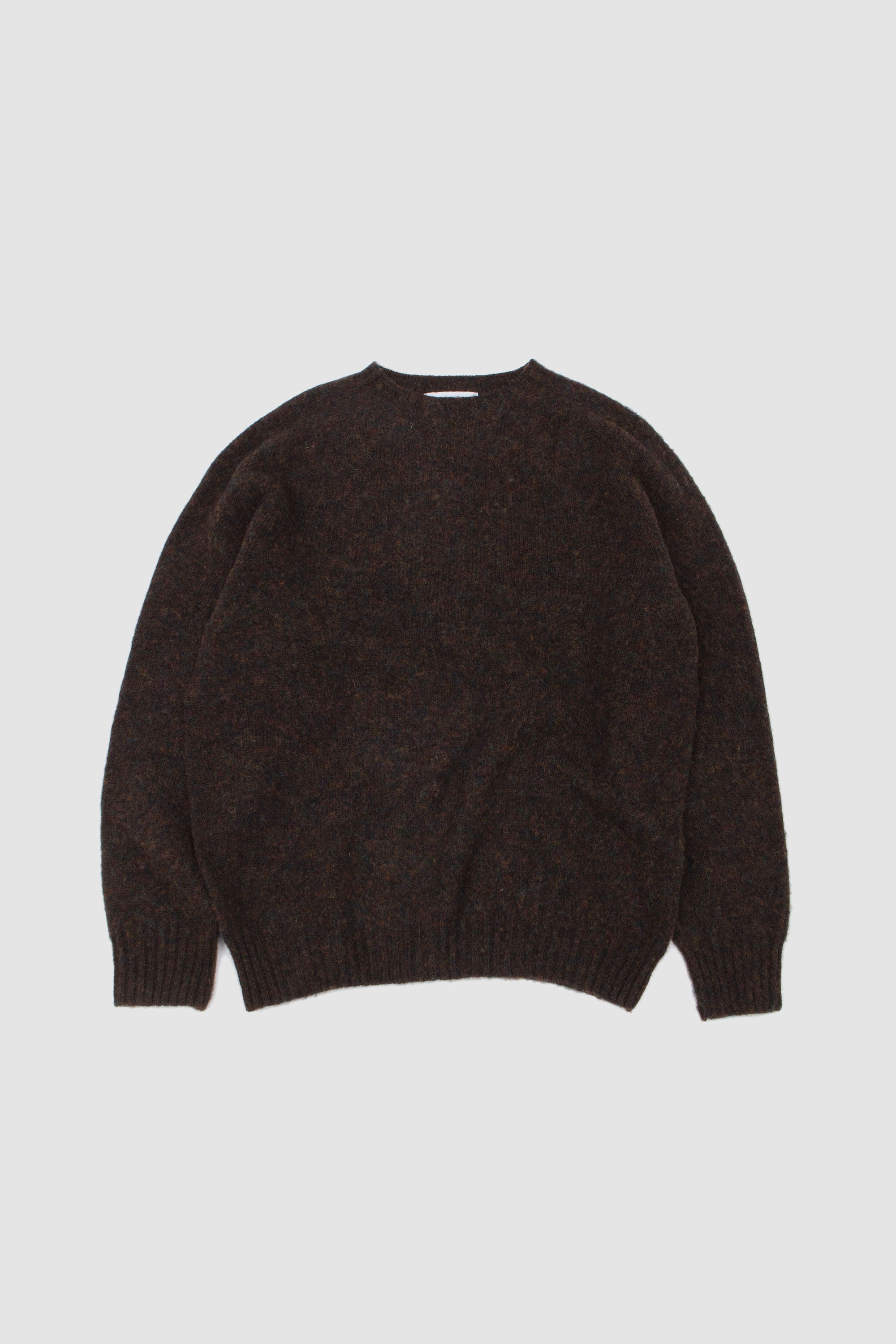 Shaggy/ Saddle Shoulder Crew Neck Sweater Carob_1