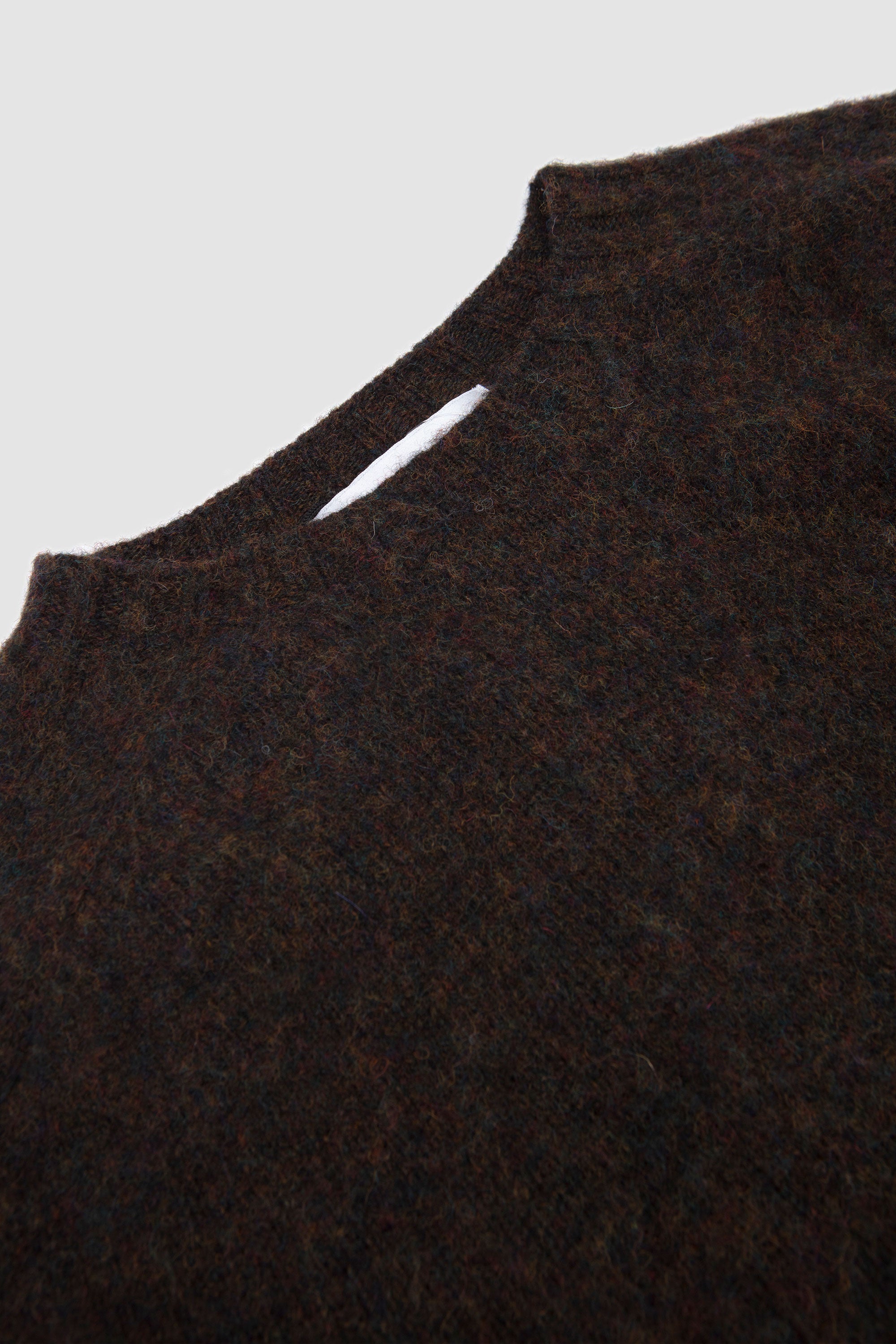 Shaggy/ Saddle Shoulder Crew Neck Sweater Carob